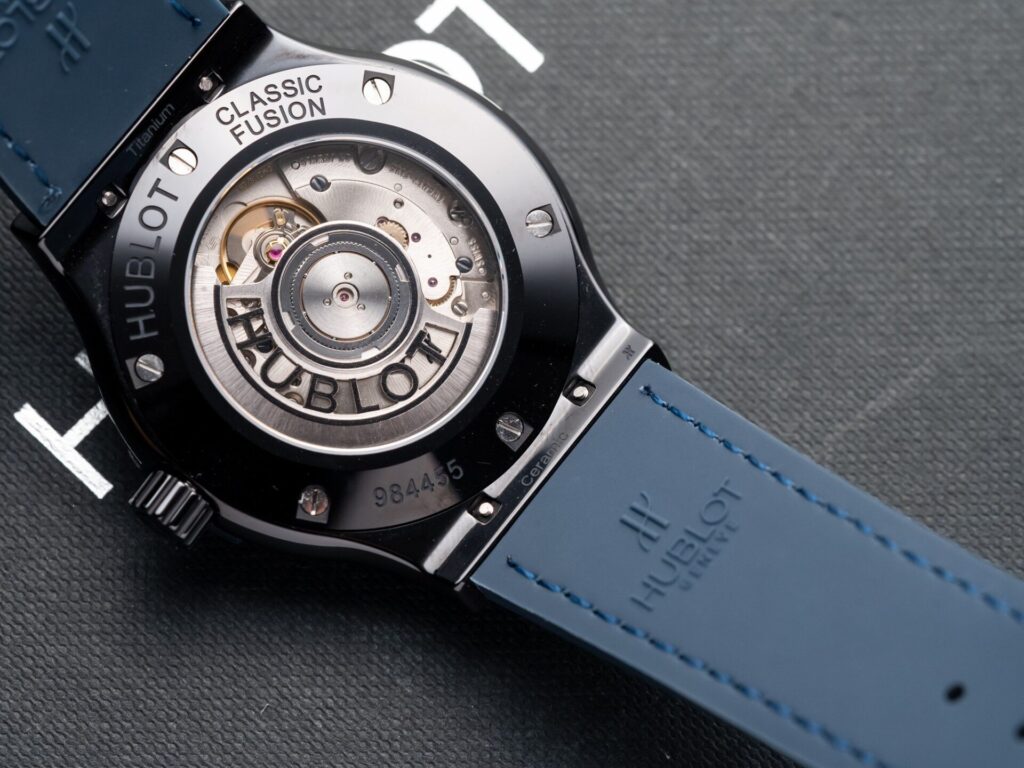 Đồng Hồ Hublot Ceramic Mặt Xanh Blue Replica 11 Dây Da GSF 42mm (9)