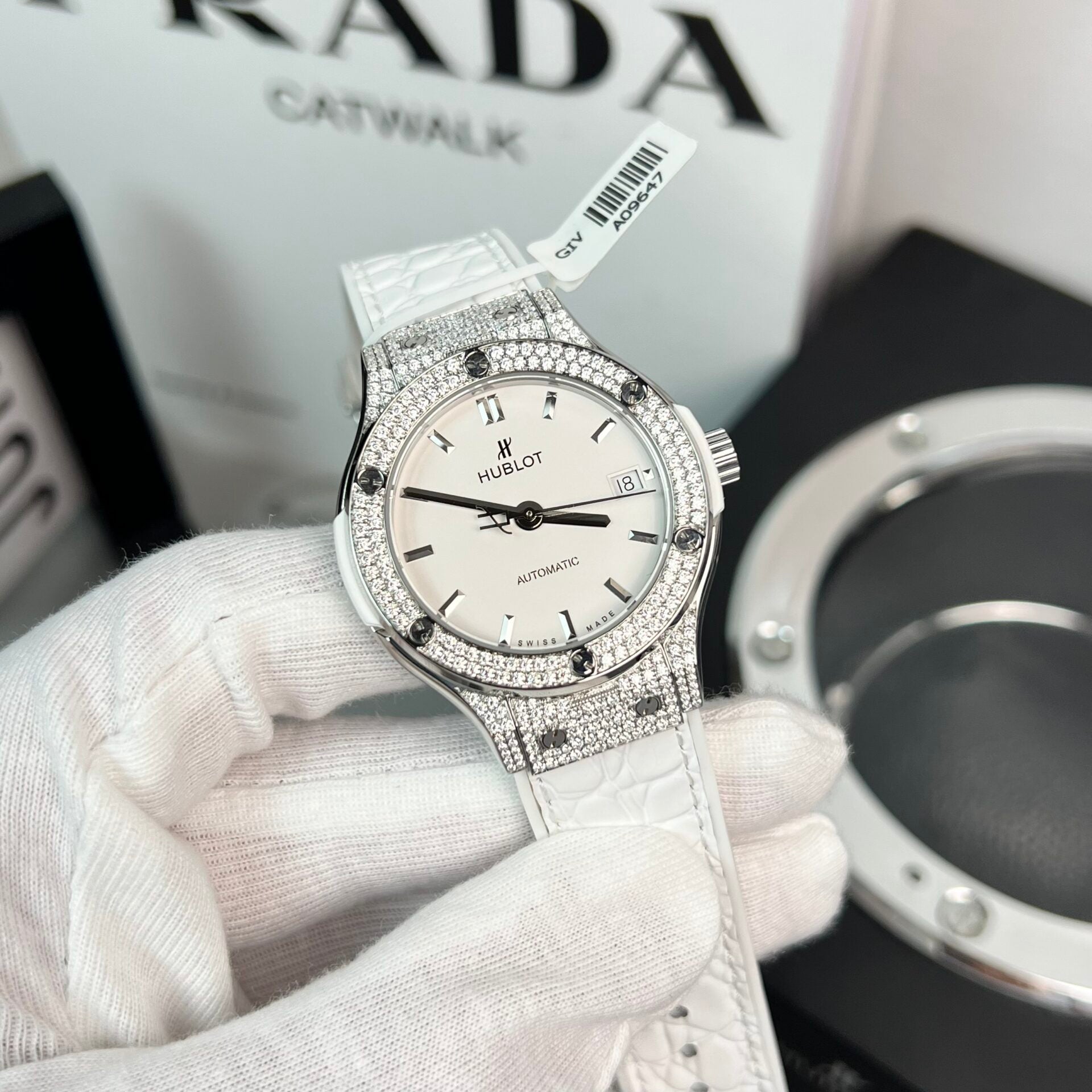 Hublot Watch Full Moissanite Diamond White 38mm - Image 2