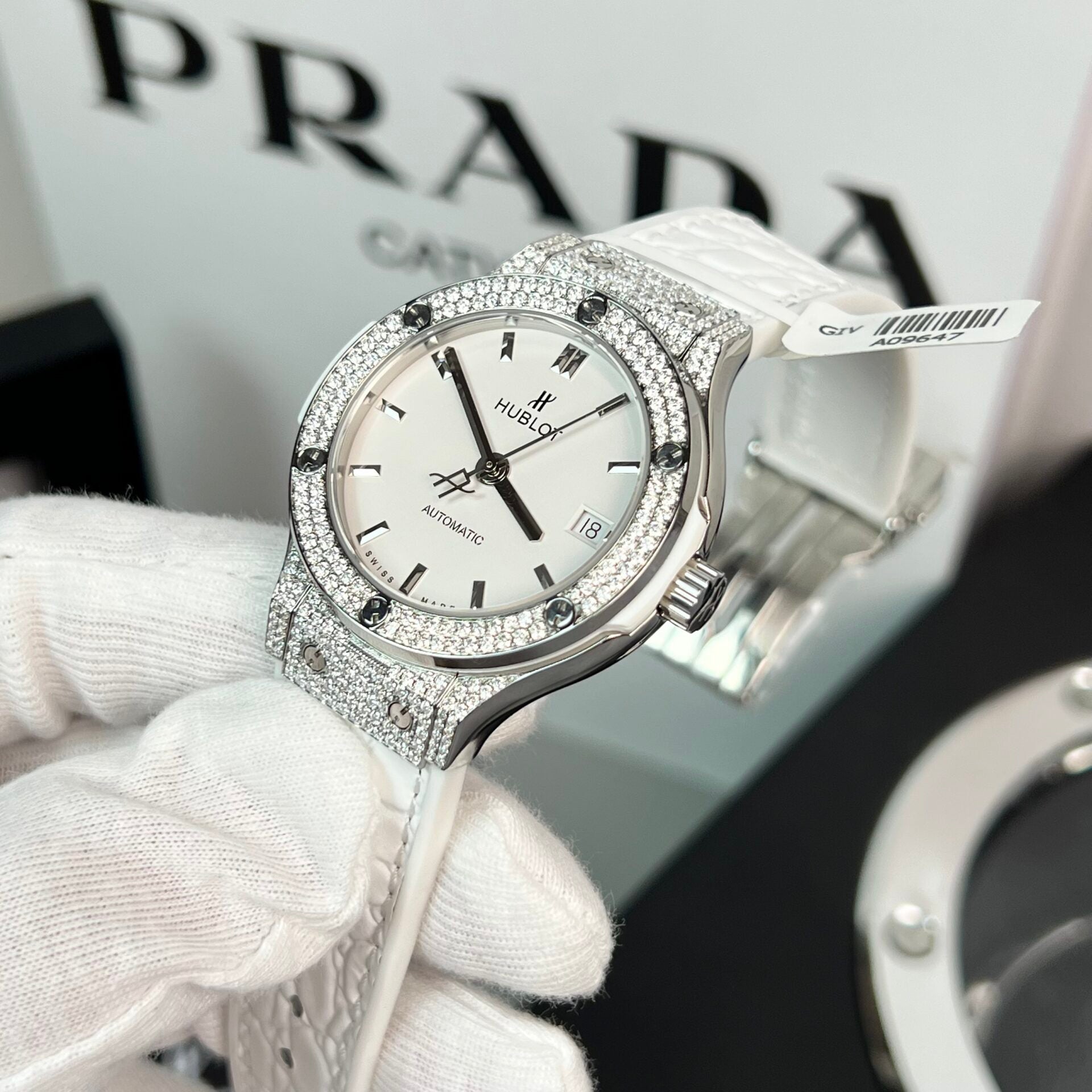 Hublot Watch Full Moissanite Diamond White 38mm - Image 3