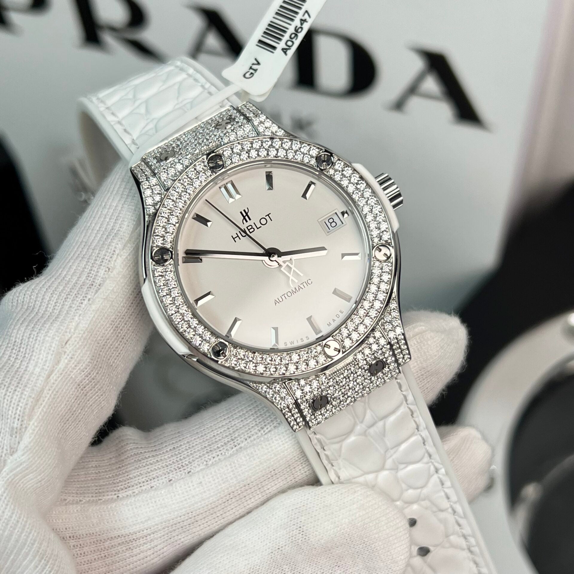 Hublot Watch Full Moissanite Diamond White 38mm - Image 4