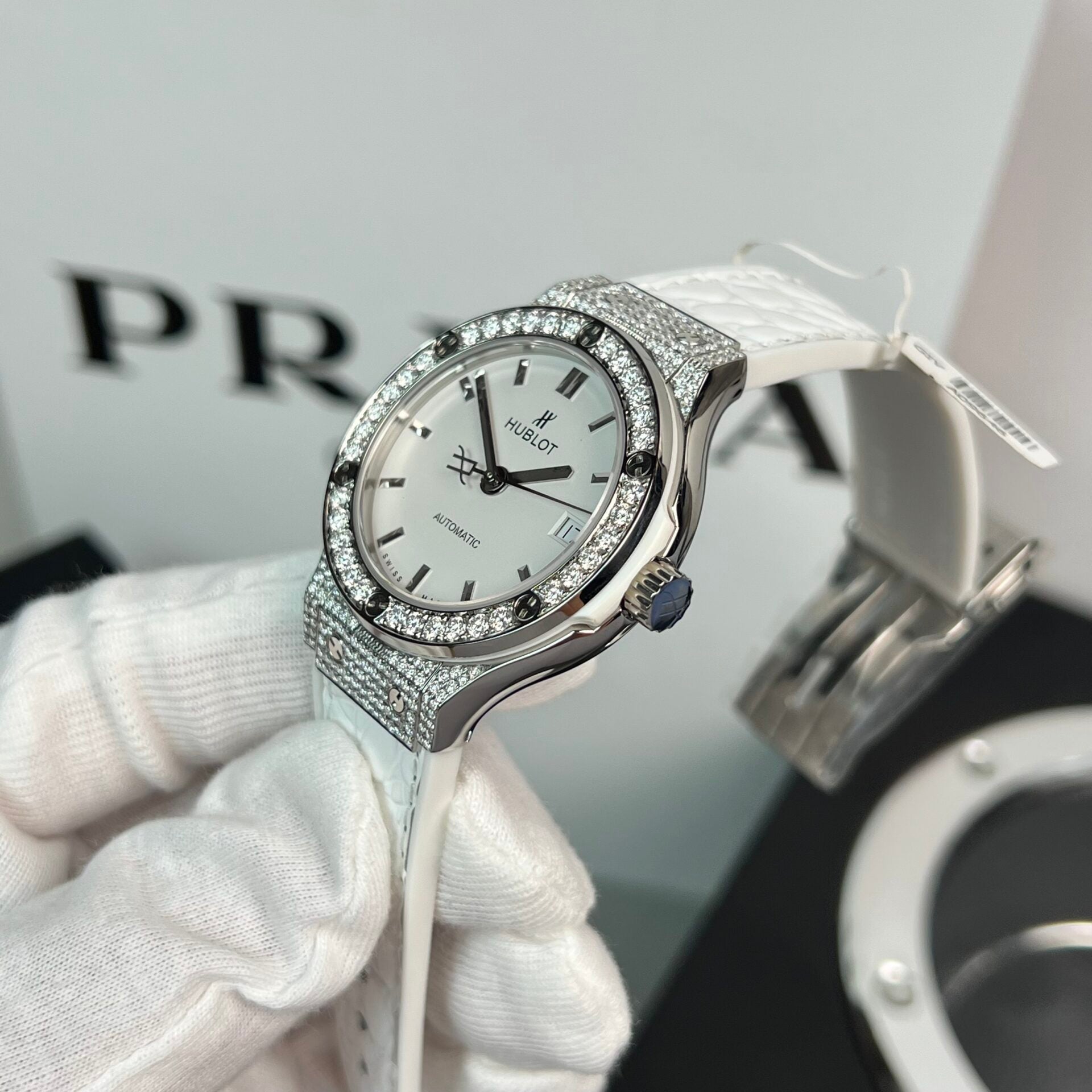 Hublot Classic Fusion Watch Moissanite Diamonds White 38mm - Image 2