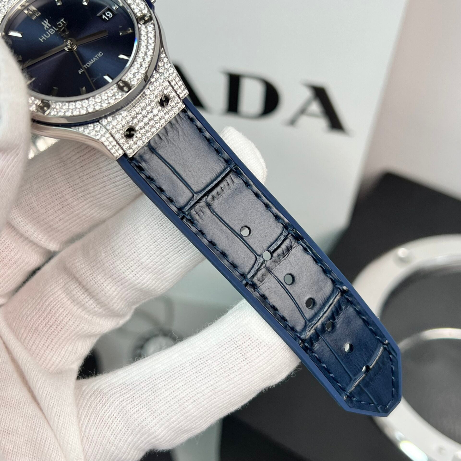 Hublot Classic Fusion Watch Moissanite Diamond Blue 38mm - Image 4