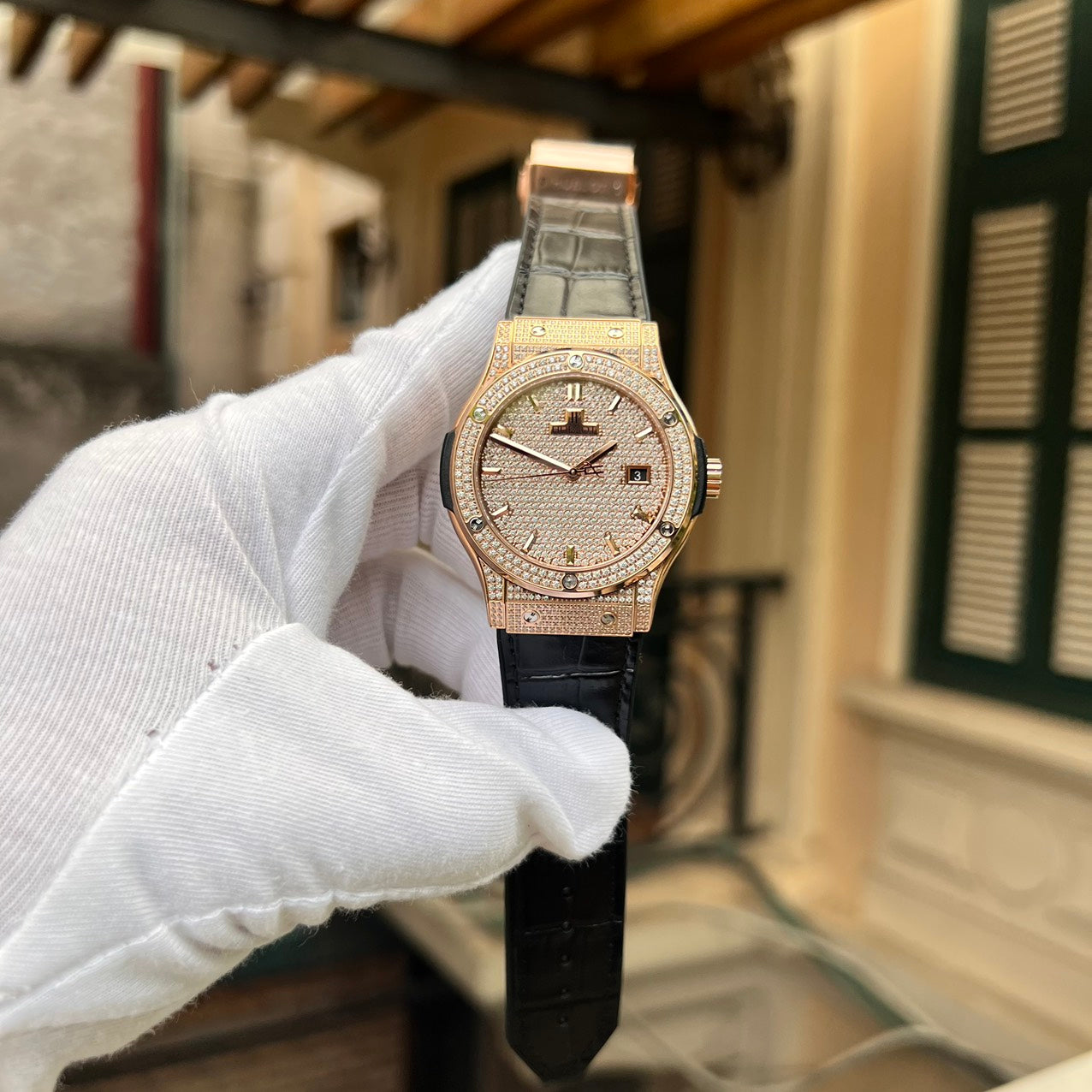 Hublot Classic Fusion King Gold Watch With Full Diamonds 42mm