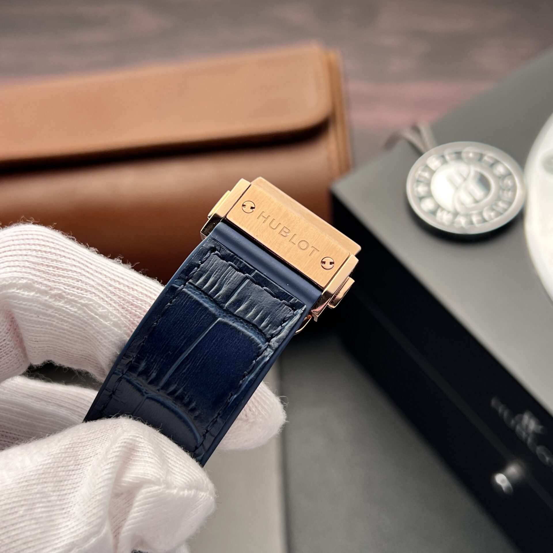 Hublot Watch Classic Fusion King Gold With Moissanite Diamonds Blue 42mm - Image 7