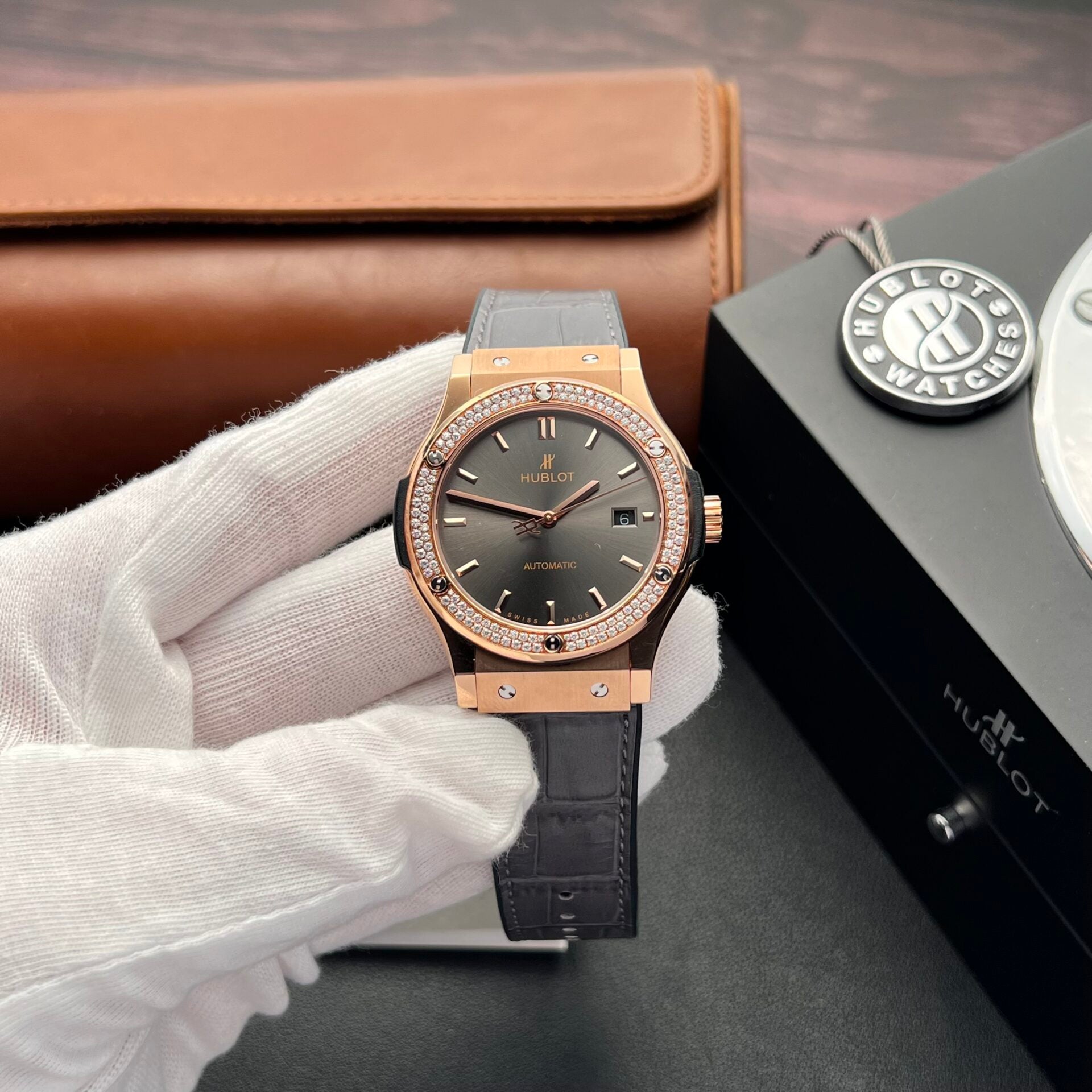 Hublot Classic Fusion King Gold Watch With Moissanite Diamond 42mm