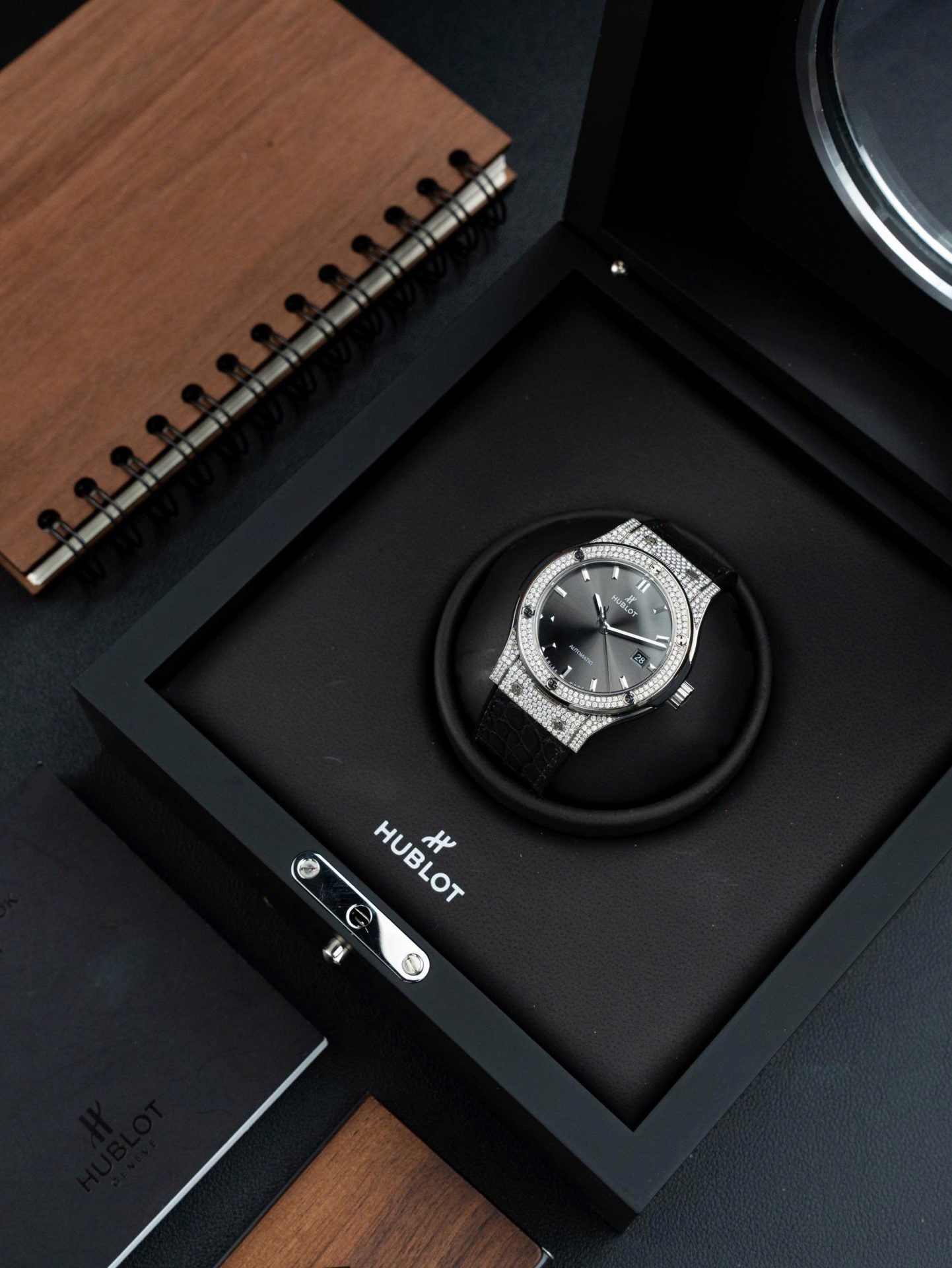 Hublot Classic Fusion Gray Dial Watch Natual Diamonds Automatic SW300 Movement 42mm - Image 5