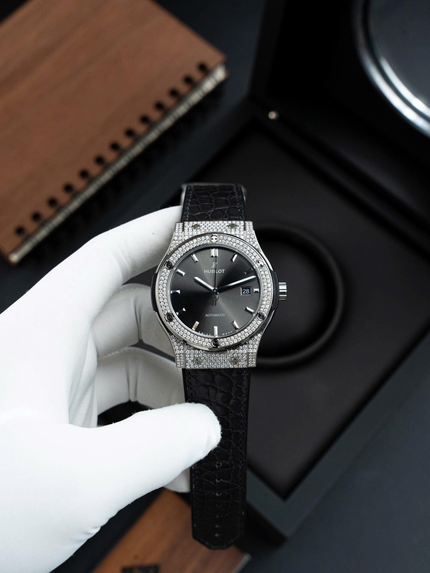 Hublot Classic Fusion Gray Dial Watch Natual Diamonds Automatic SW300 Movement 42mm