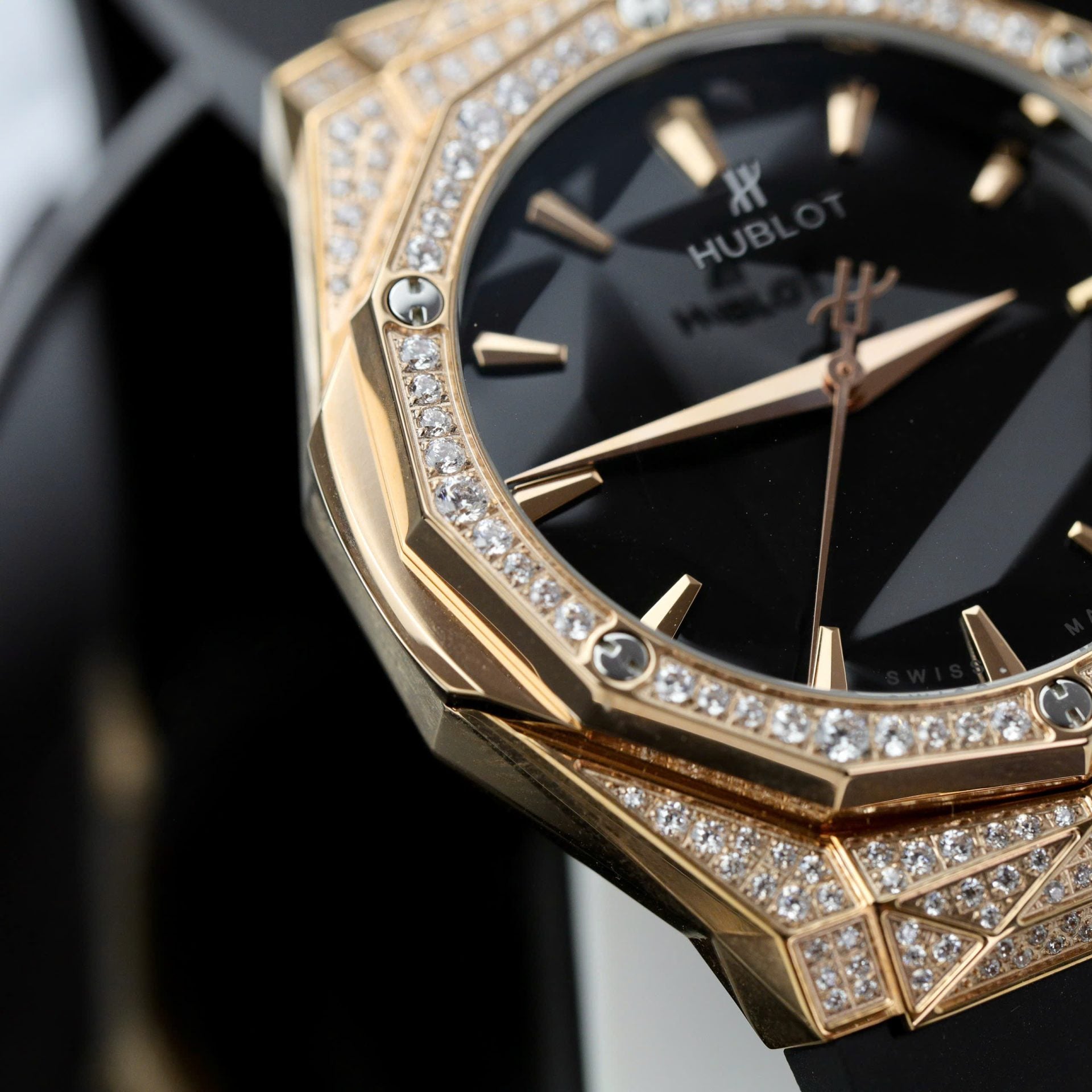 Hublot Orlinski King Gold Watch Full Moissanite Diamond 40mm - Image 6