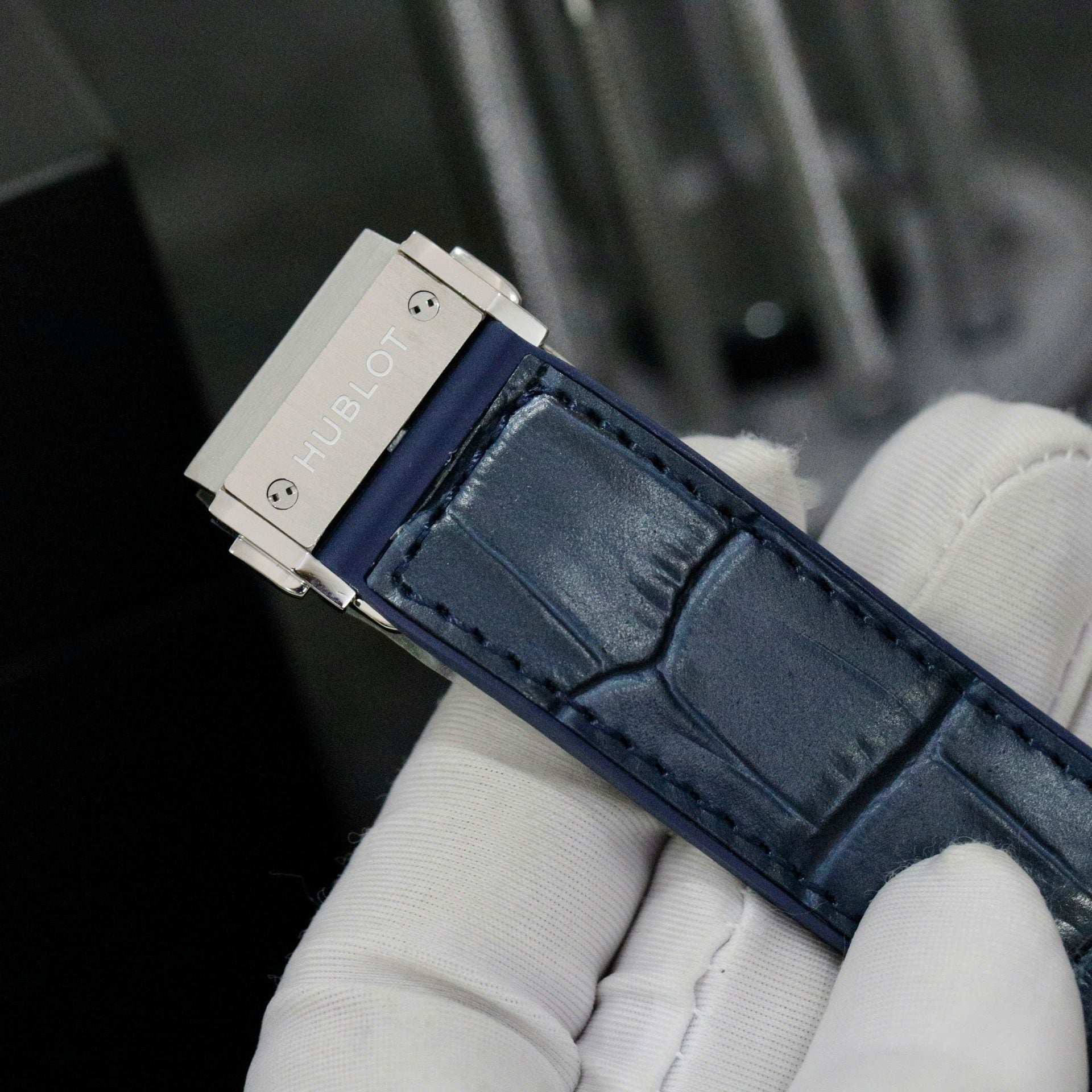Hublot Classic Fusion Titanium Blue Dial Bezel Diamonds Watch 42mm - Image 8