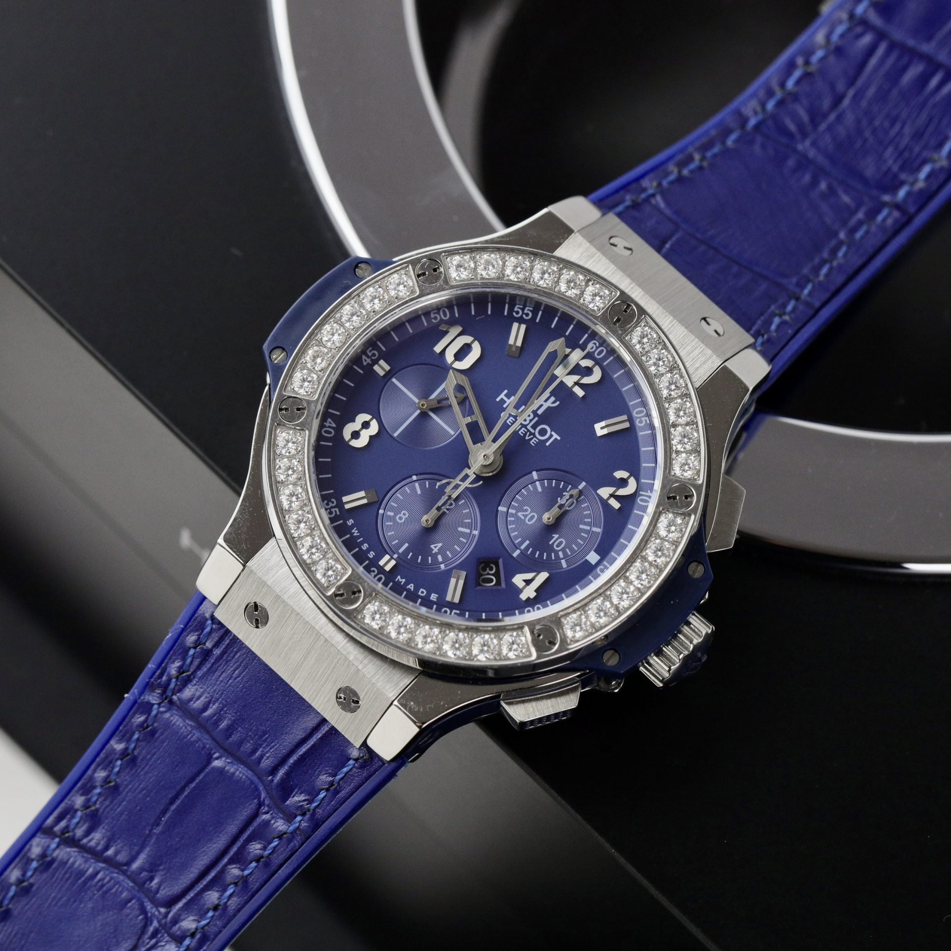 Hublot Watch Big Bang Chronograph Blue Moissanite Diamonds 44mm - Image 3