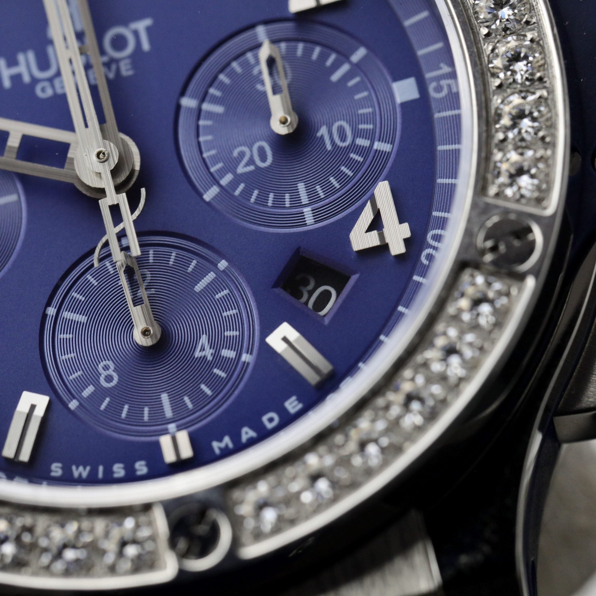 Hublot Watch Big Bang Chronograph Blue Moissanite Diamonds 44mm - Image 6