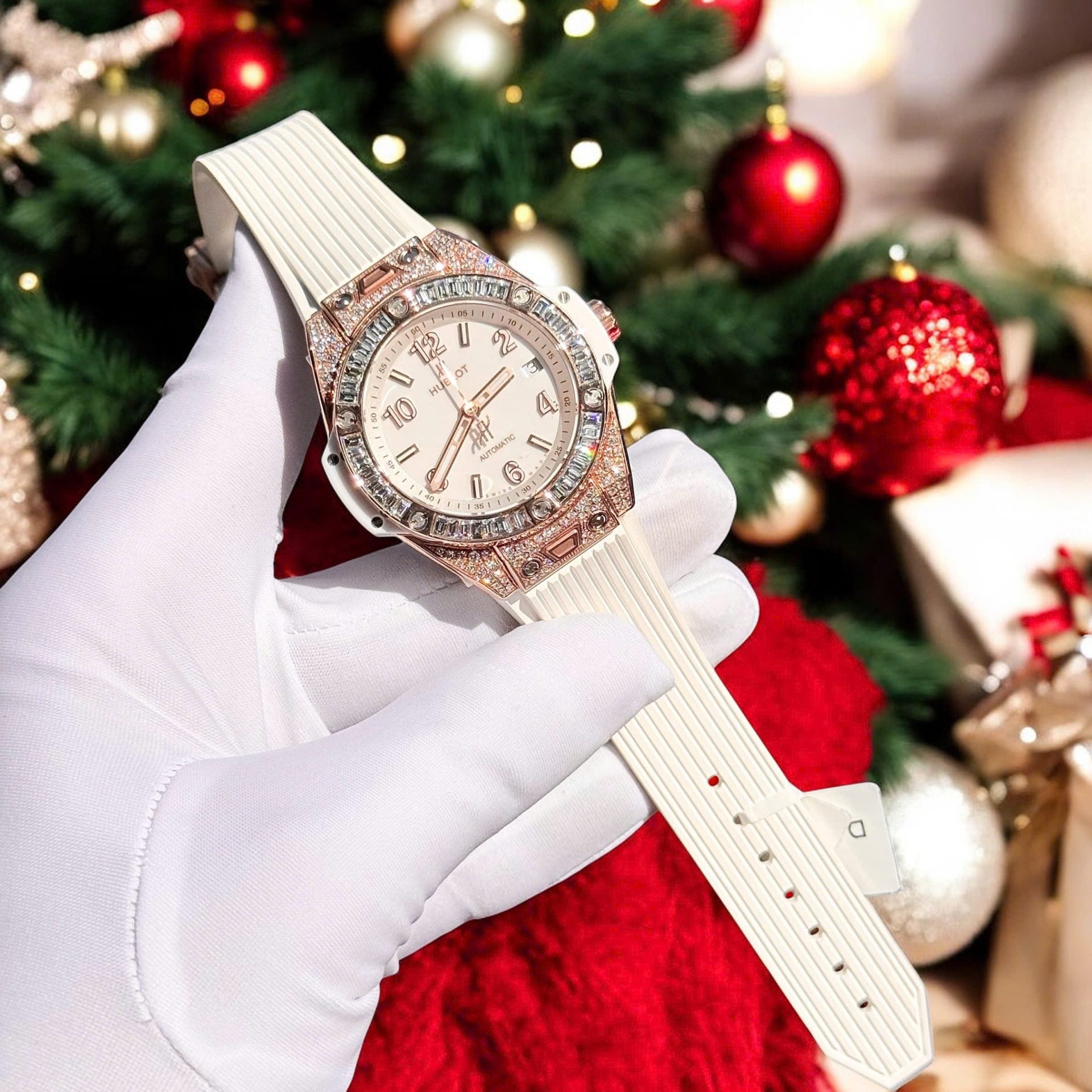 Hublot Watch Big Bang One Click Gold Wrapped + Moissanite Diamonds Baguette 39mm - Image 2