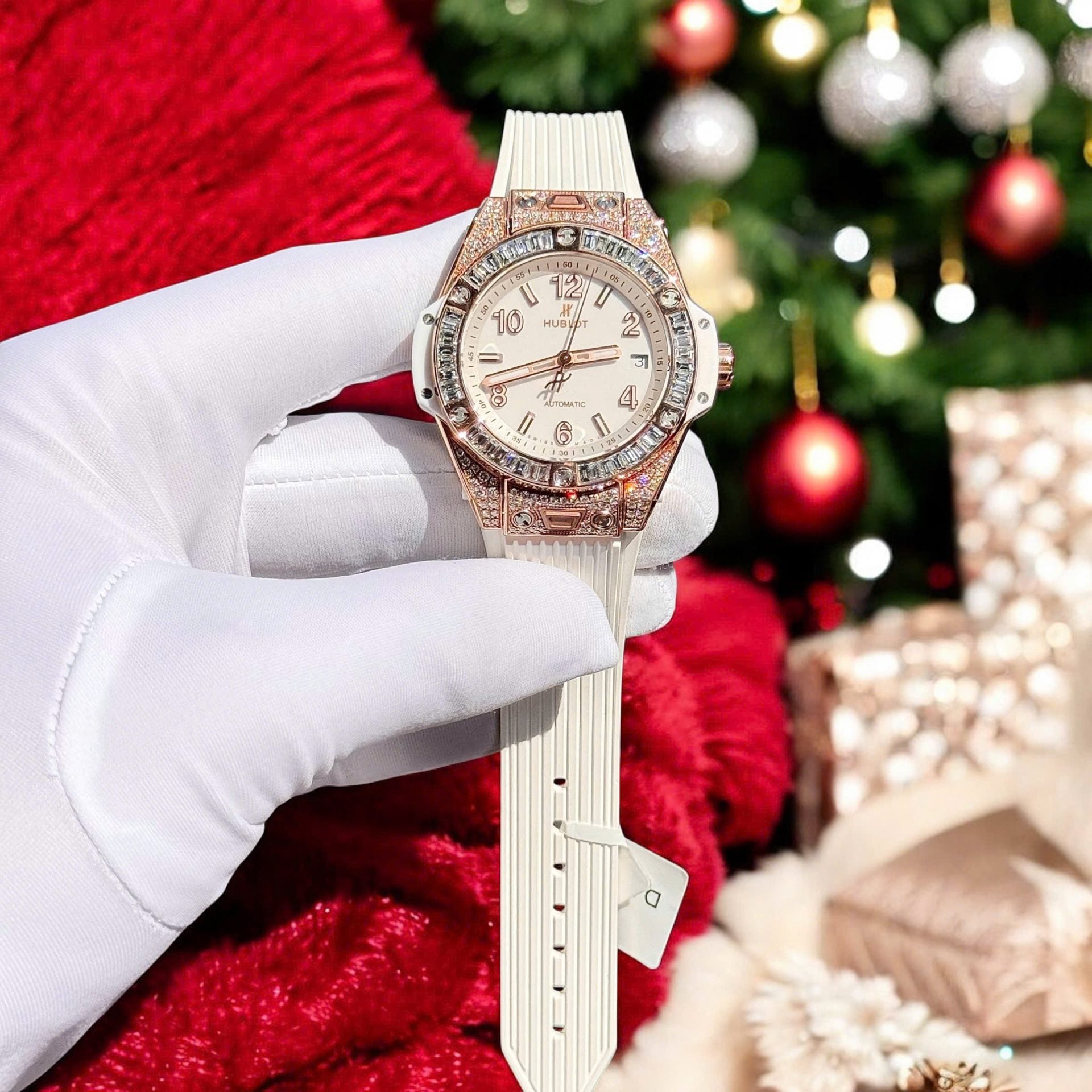 Hublot Watch Big Bang One Click Gold Wrapped + Moissanite Diamonds Baguette 39mm