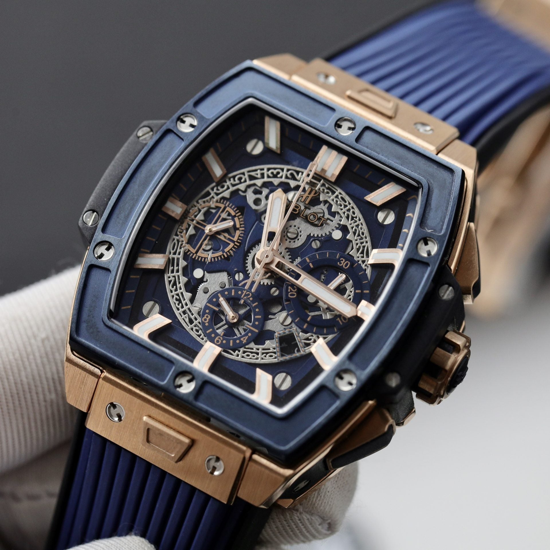 Hublot Watch Spirit Of Big Bang King Gold Bezel Ceramic Blue 42mm - Image 5