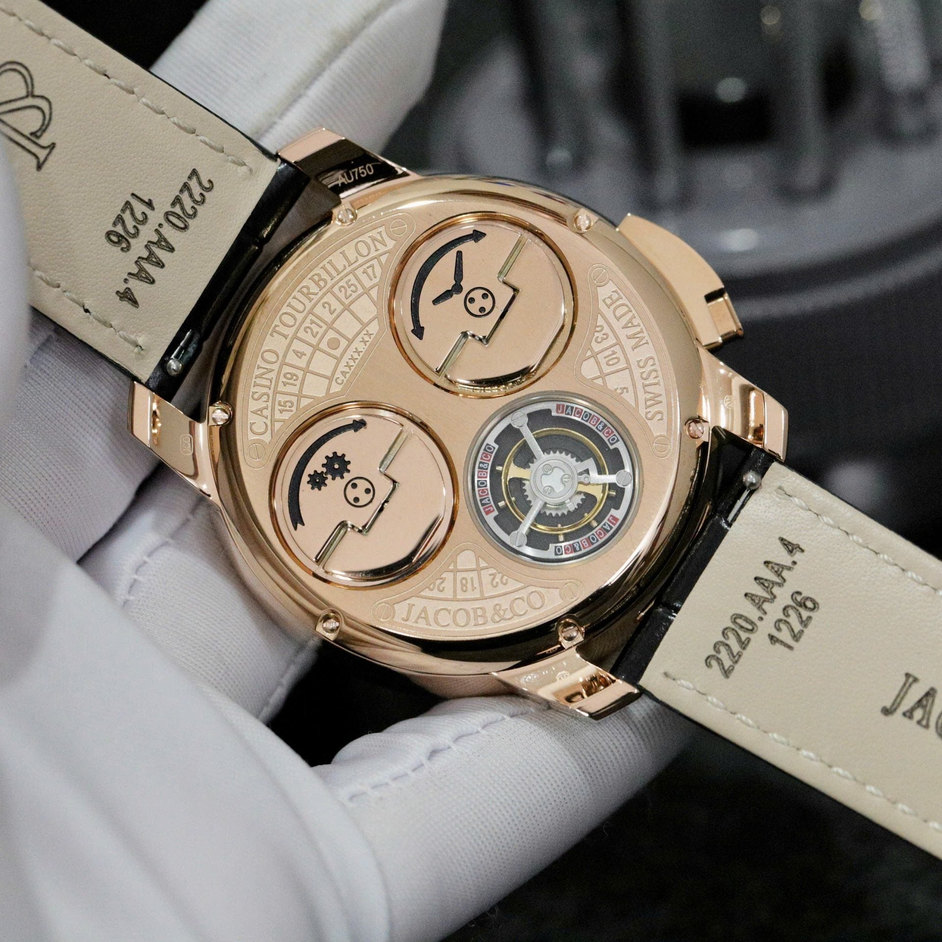 Jacob & Co Casino Roulette Watch Black Leather Strap 44mm - Image 9