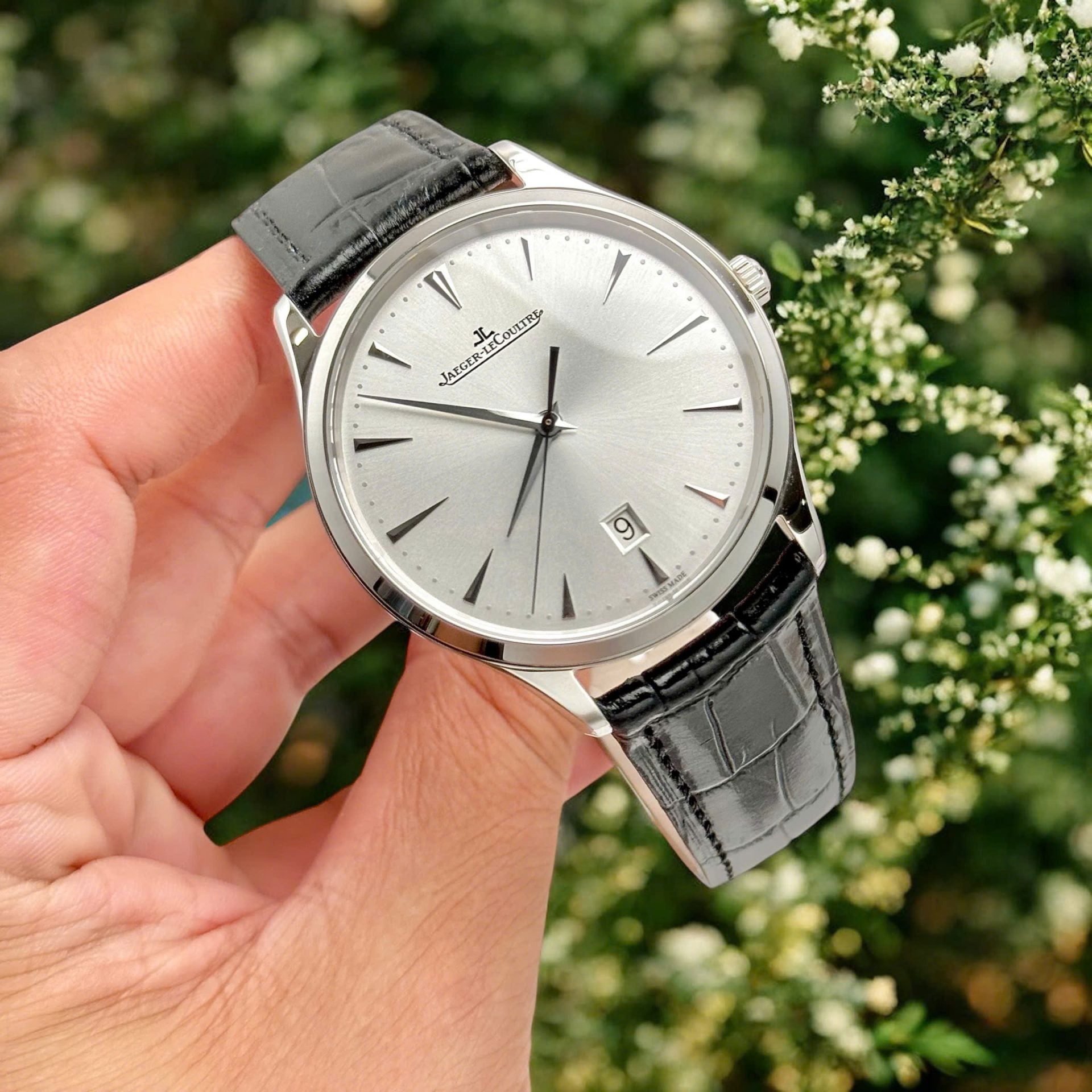 Jaeger LeCoultre Luxury Watch Ultra thin 1288420 Silver Dial Leather Strap 40mm - Image 5