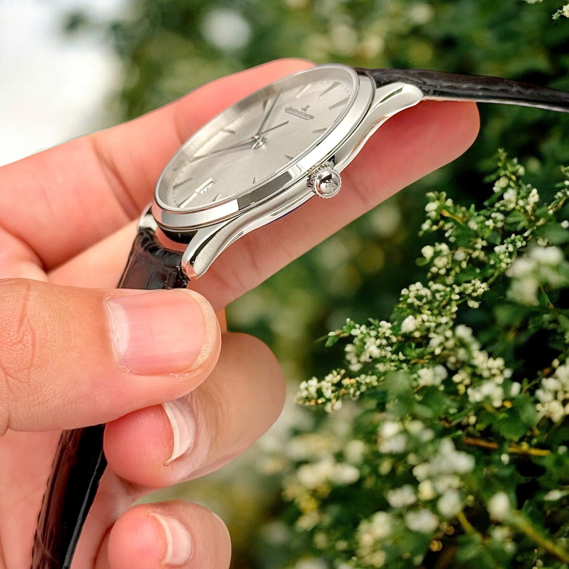 Jaeger LeCoultre Luxury Watch Ultra thin 1288420 Silver Dial Leather Strap 40mm - Image 6