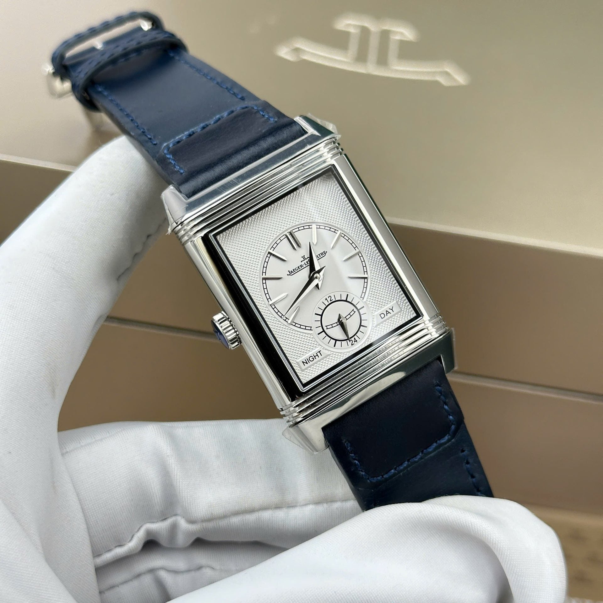 Jaeger LeCoultre Watch Tribute Small Seconds 2 Dial White And Blue 28.3x47mm