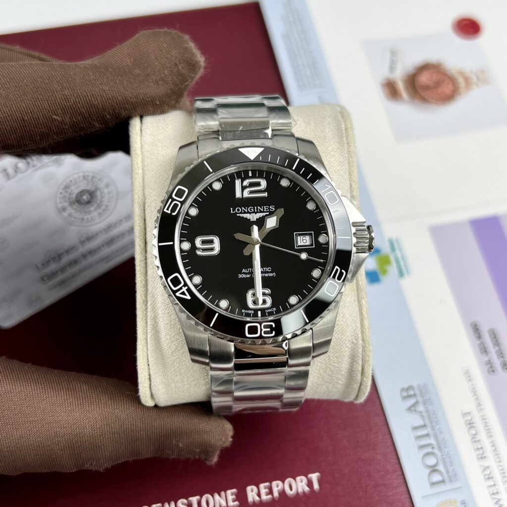 Longines Watch Hydroconquest Black Dial Metal Wire 43mm