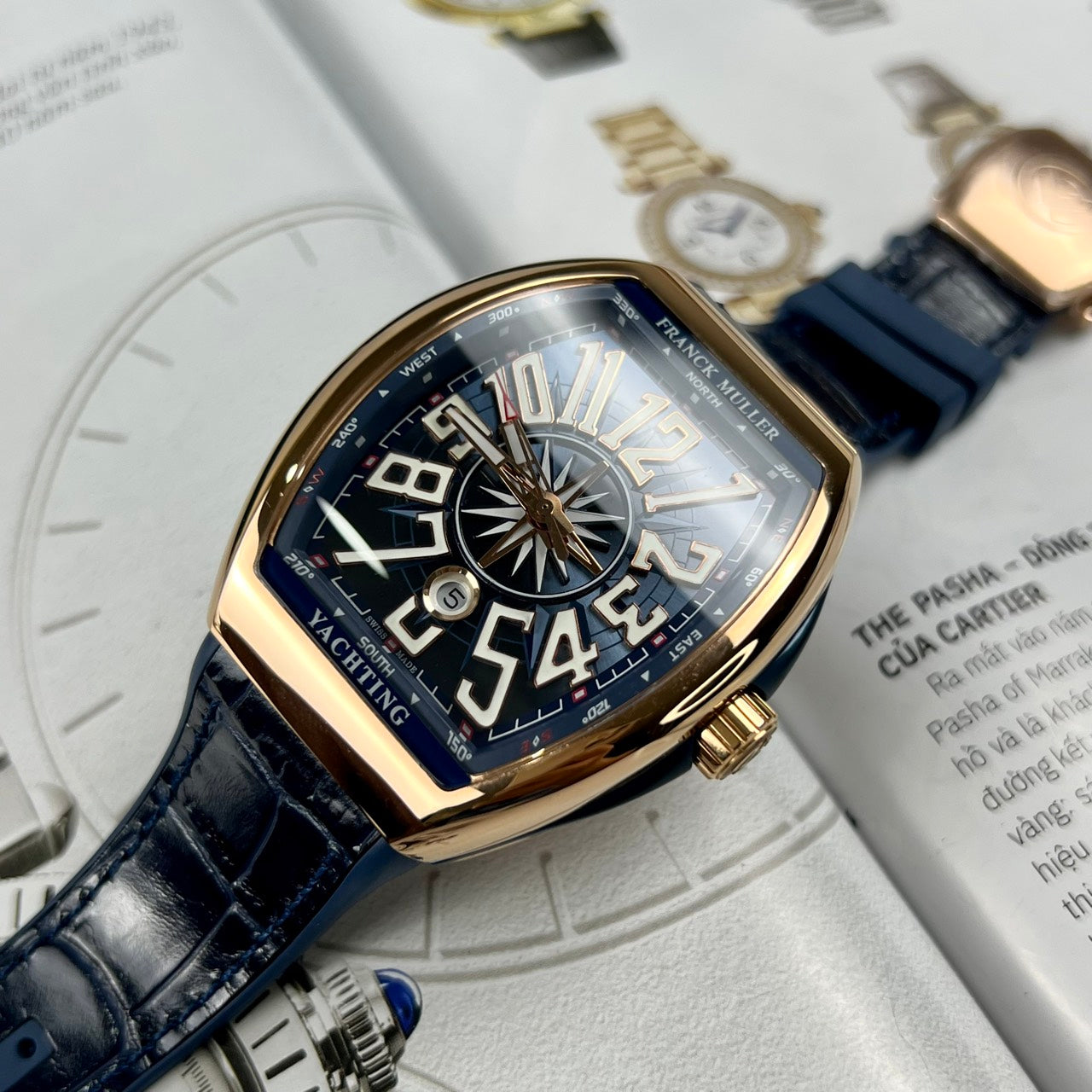 Franck Muller V45 Men’s Watch Blue Rose Gold Case 45mm - Image 3