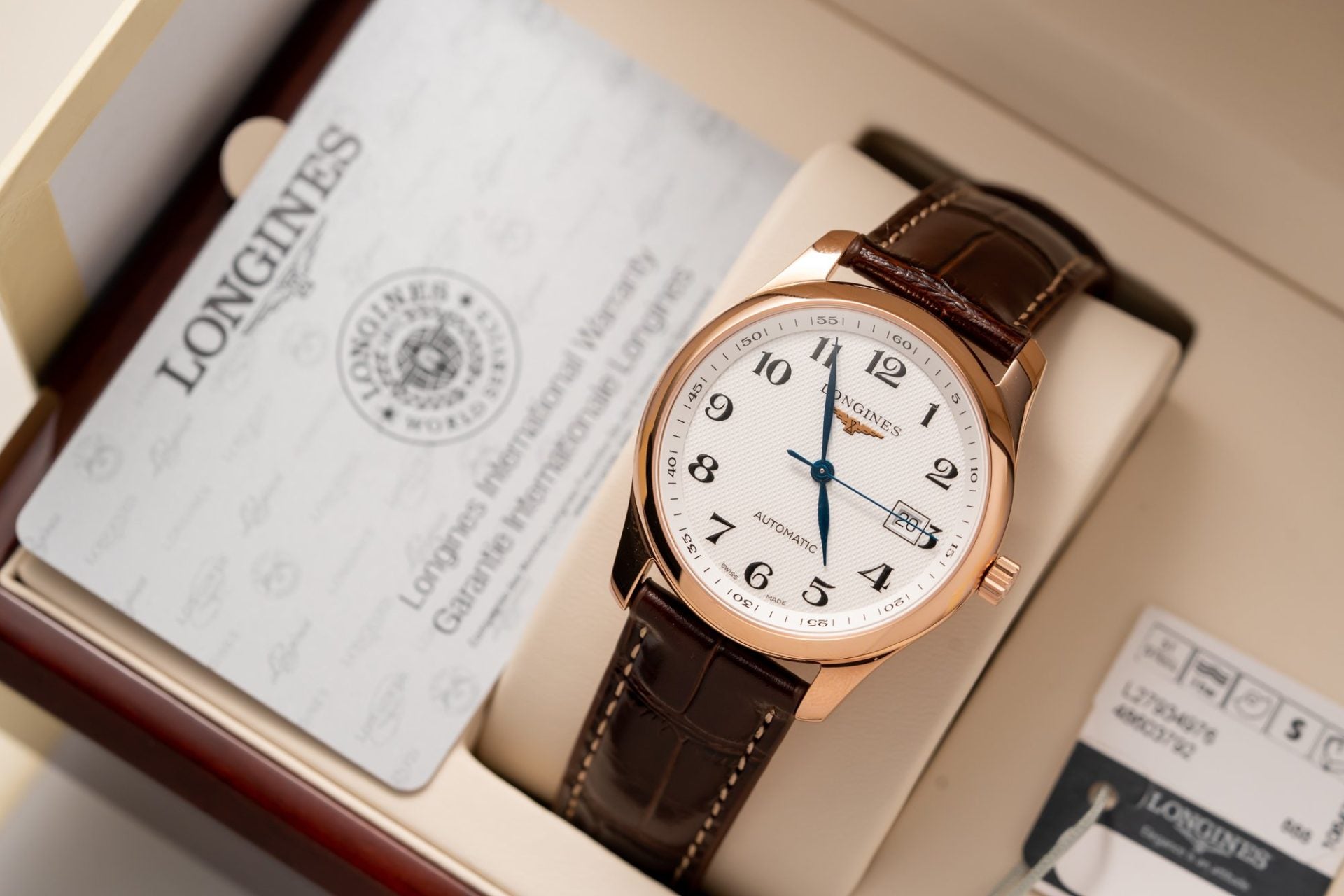 Longines Watch L2.628.5.78.7 White Dial Leather Strap 38.5mm