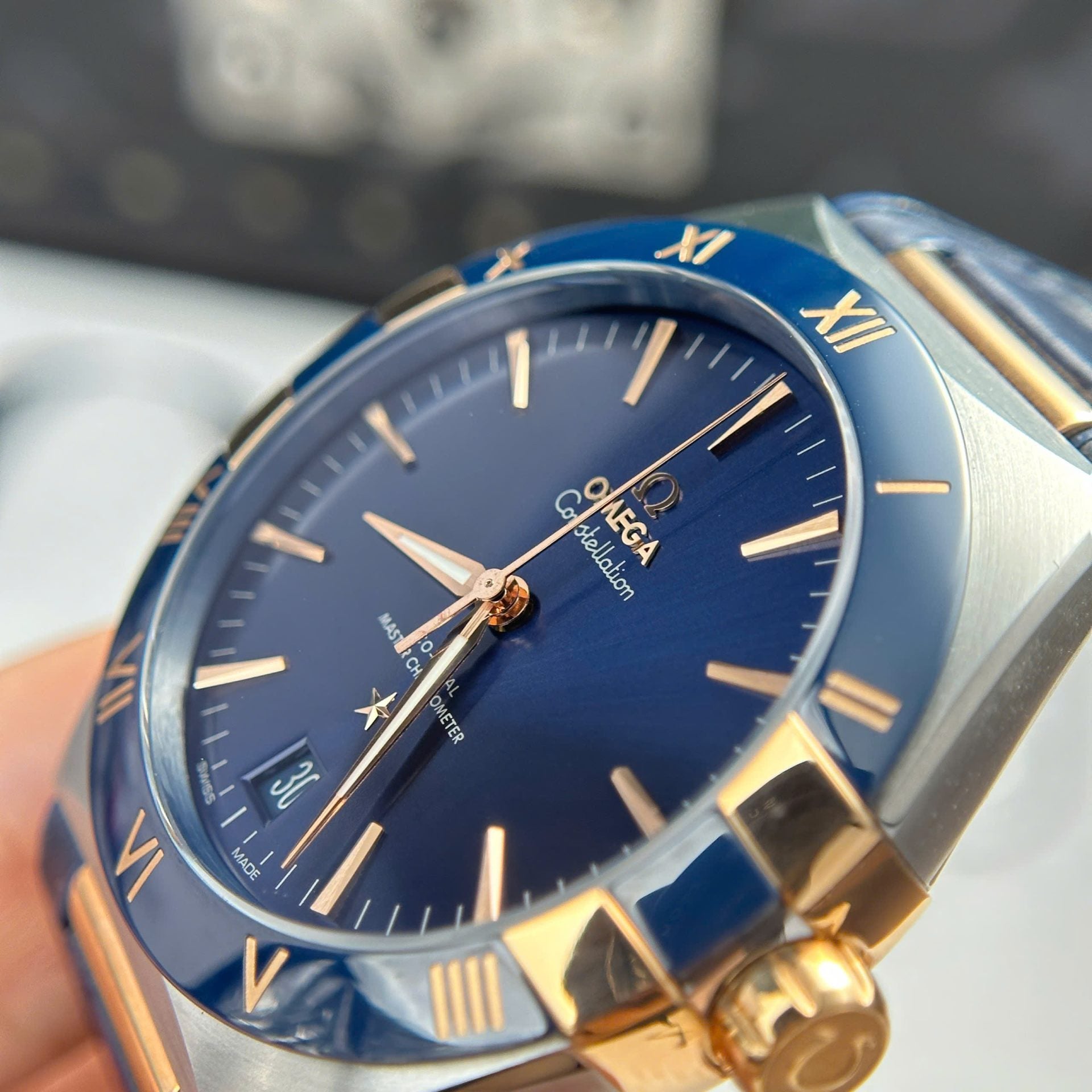 Omega Constellation Watch Bezel Ceramic Blue 41mm - Image 5