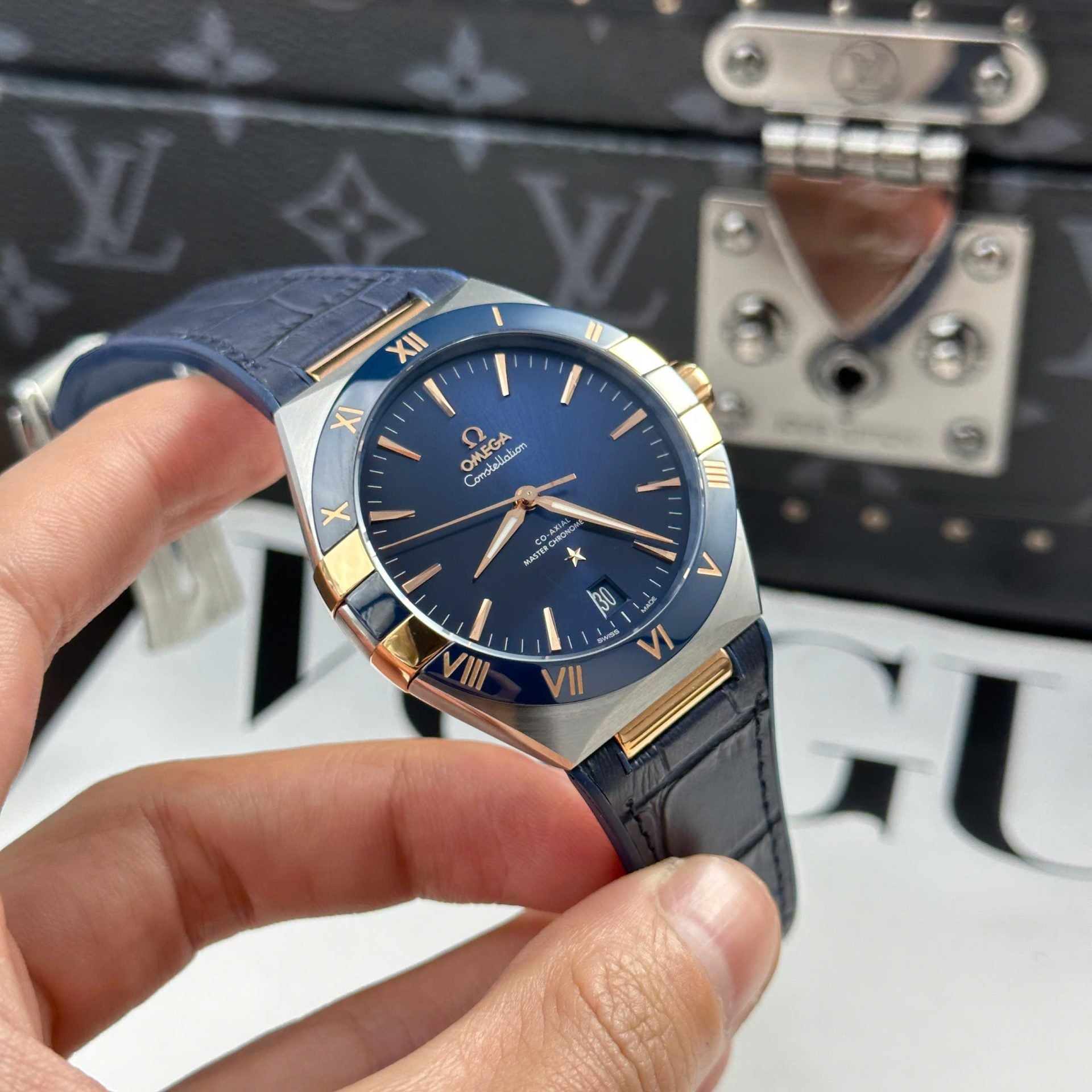 Omega Constellation Watch Bezel Ceramic Blue 41mm - Image 3