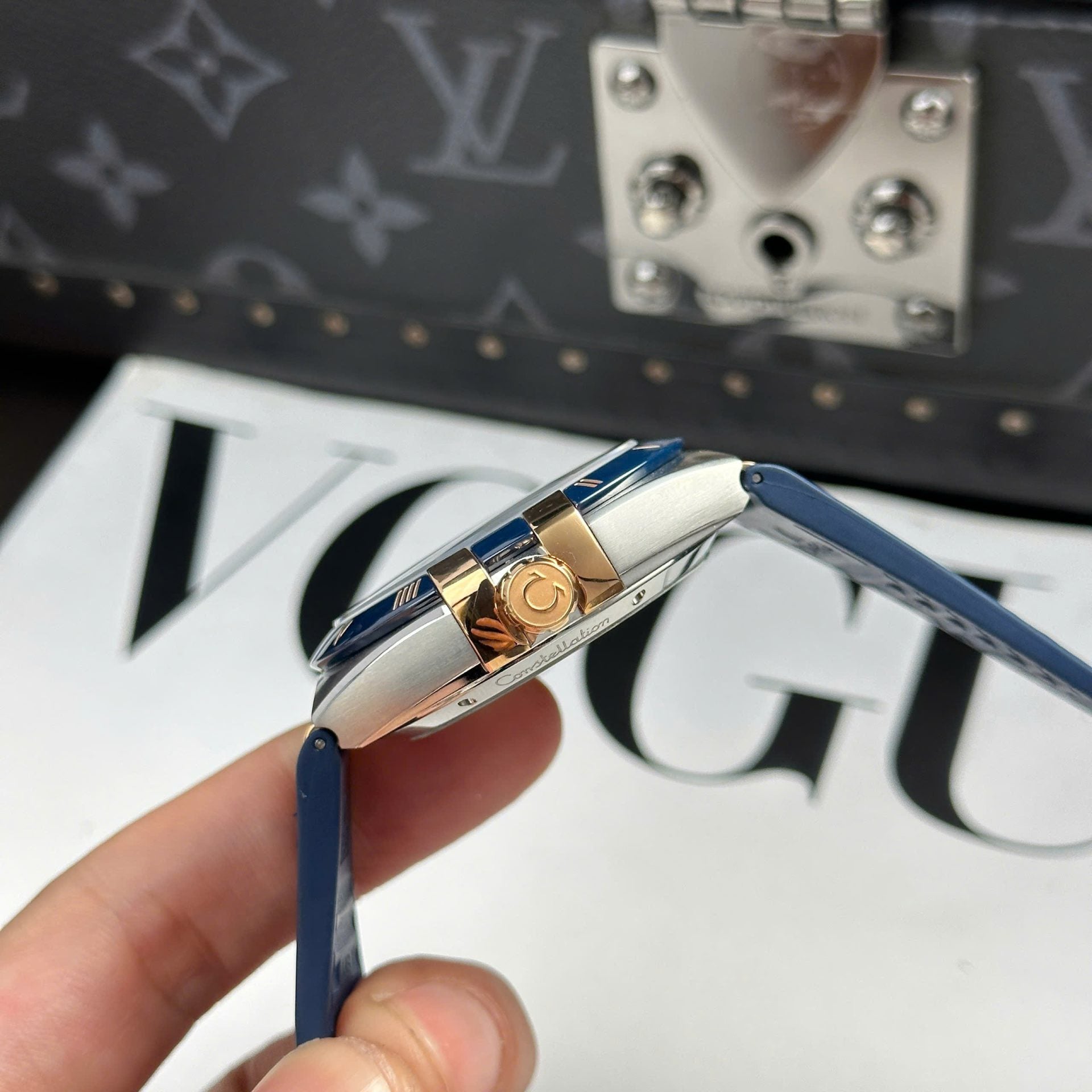 Omega Constellation Watch Bezel Ceramic Blue 41mm - Image 6