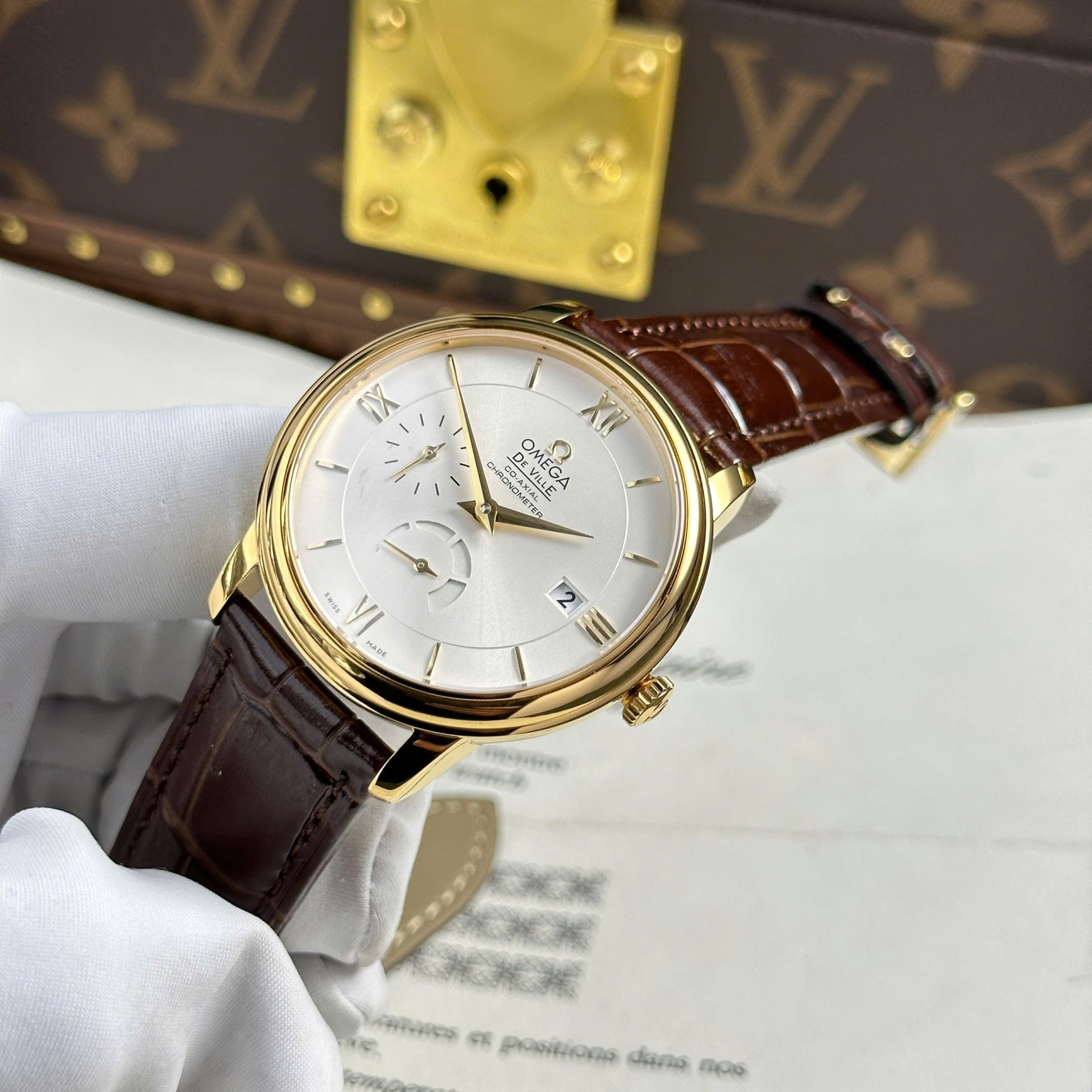 Omega De Ville Prestige Power Reserve Watch Leather Strap 39.5mm - Image 2