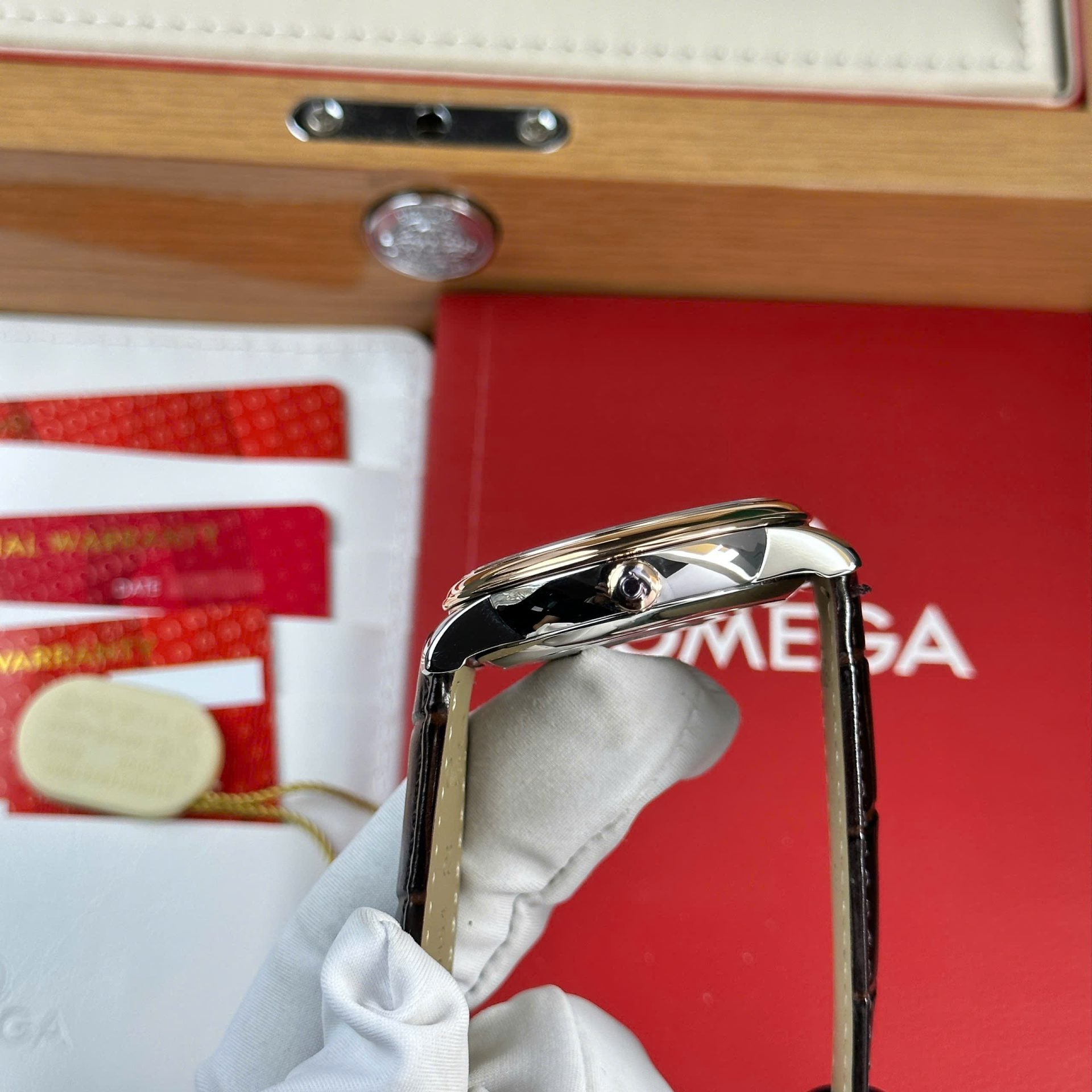 Omega De Ville Prestige Power Reserve Watch Dial Chocolate Leather Strap 39.5mm - Image 6