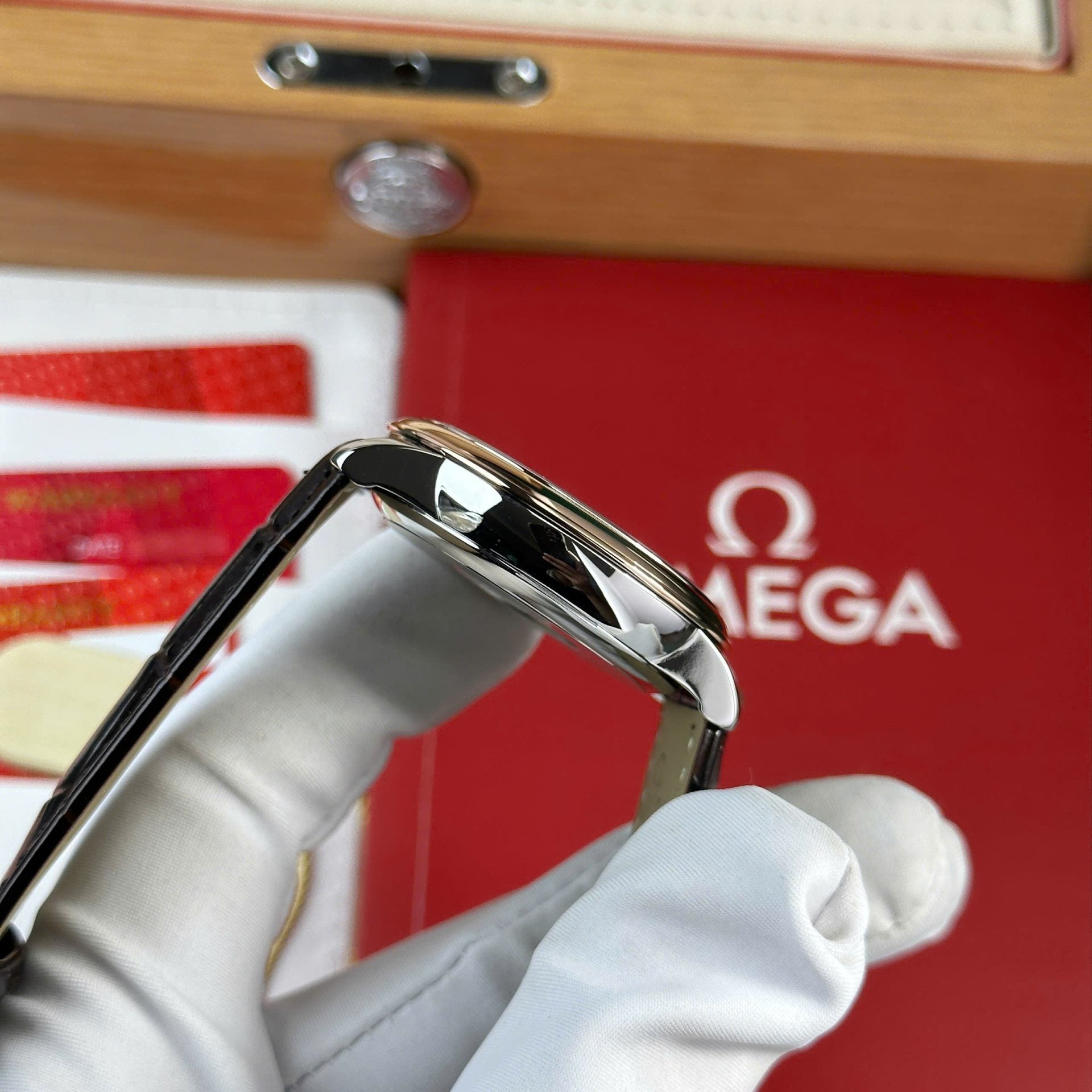 Omega De Ville Prestige Power Reserve Watch Dial Chocolate Leather Strap 39.5mm - Image 7