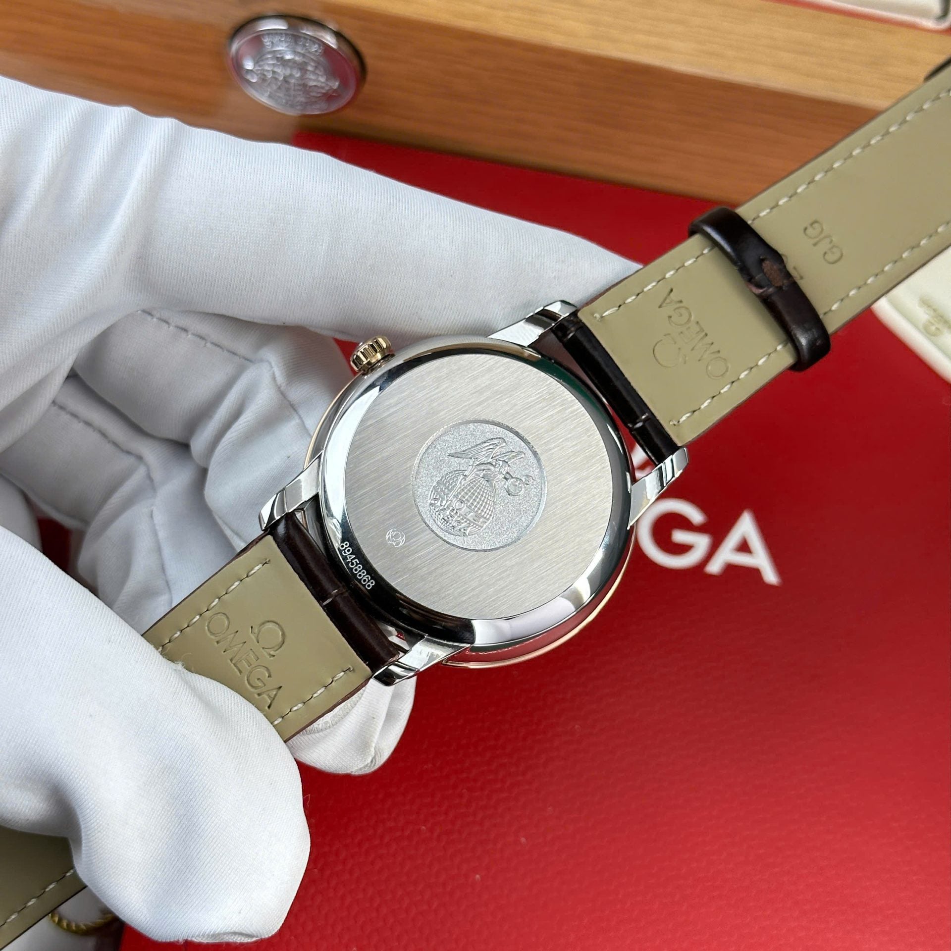 Omega De Ville Prestige Power Reserve Watch Dial Chocolate Leather Strap 39.5mm - Image 8