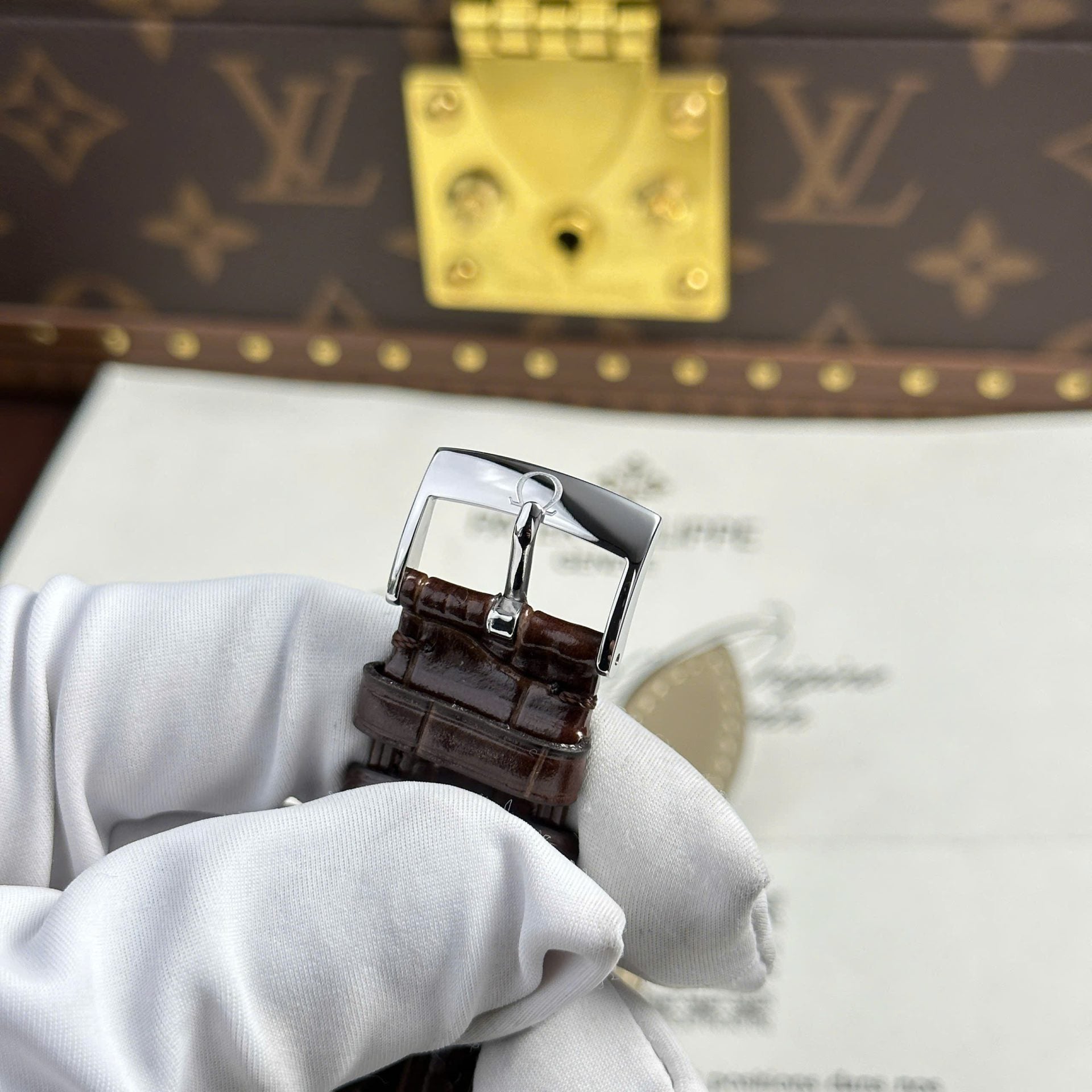 Omega De Ville Prestige Power Reserve Watch Yellow Dial Leather Strap 39.5mm - Image 10