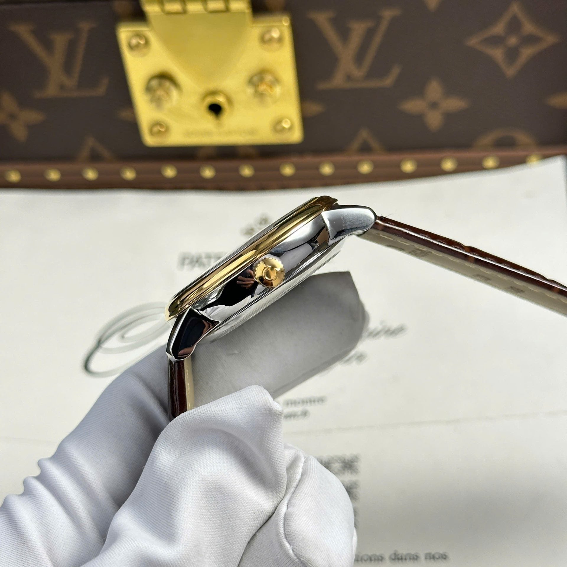 Omega De Ville Prestige Power Reserve Watch Yellow Dial Leather Strap 39.5mm - Image 7