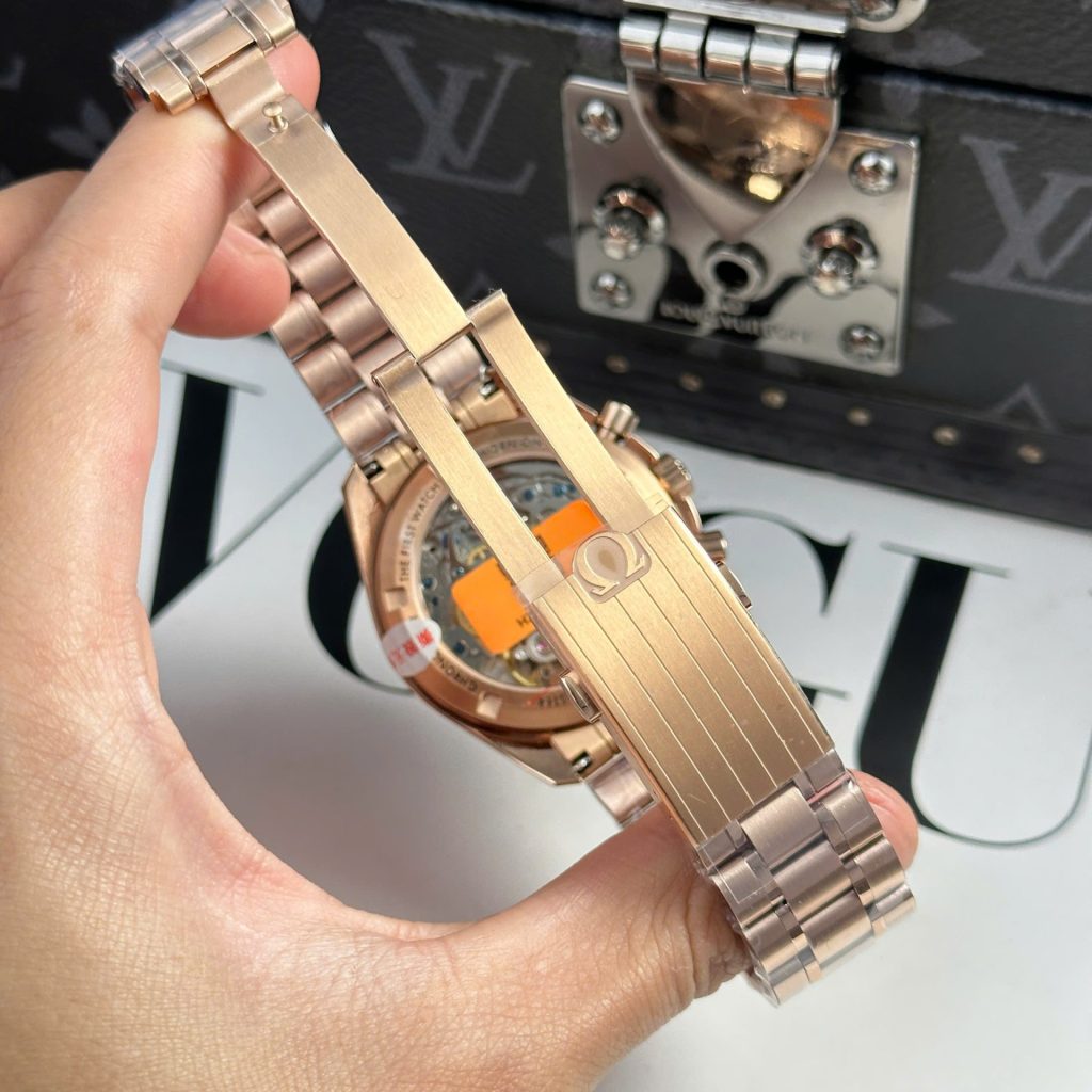 Đồng Hồ Omega SpeedMaster MoonWatch Mạ Vàng Hồng Nhà Máy OM 42mm (2)