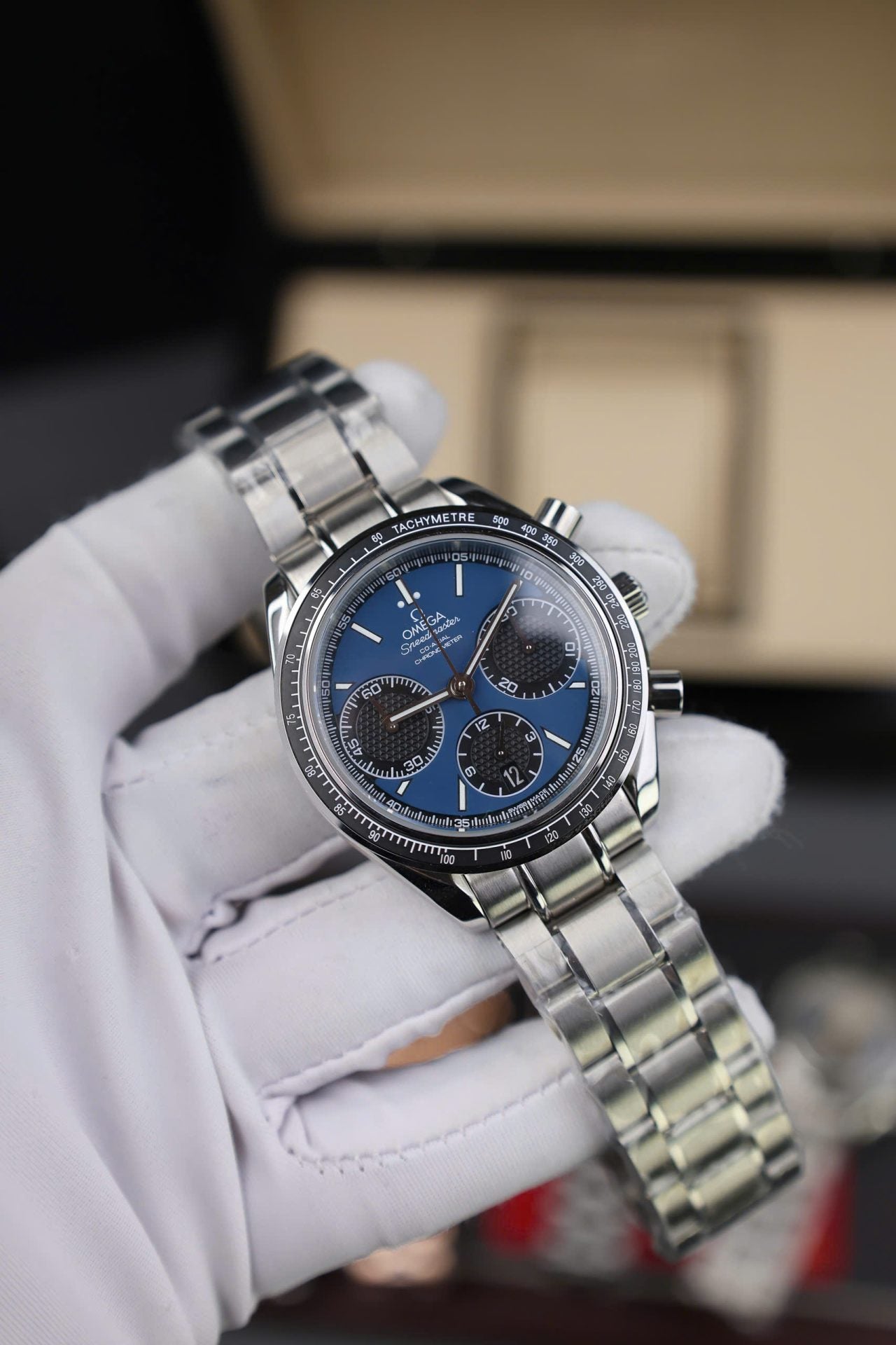 Omega Speedmaster Watch Racing Chronograph Dial Blue 40mm - Image 3