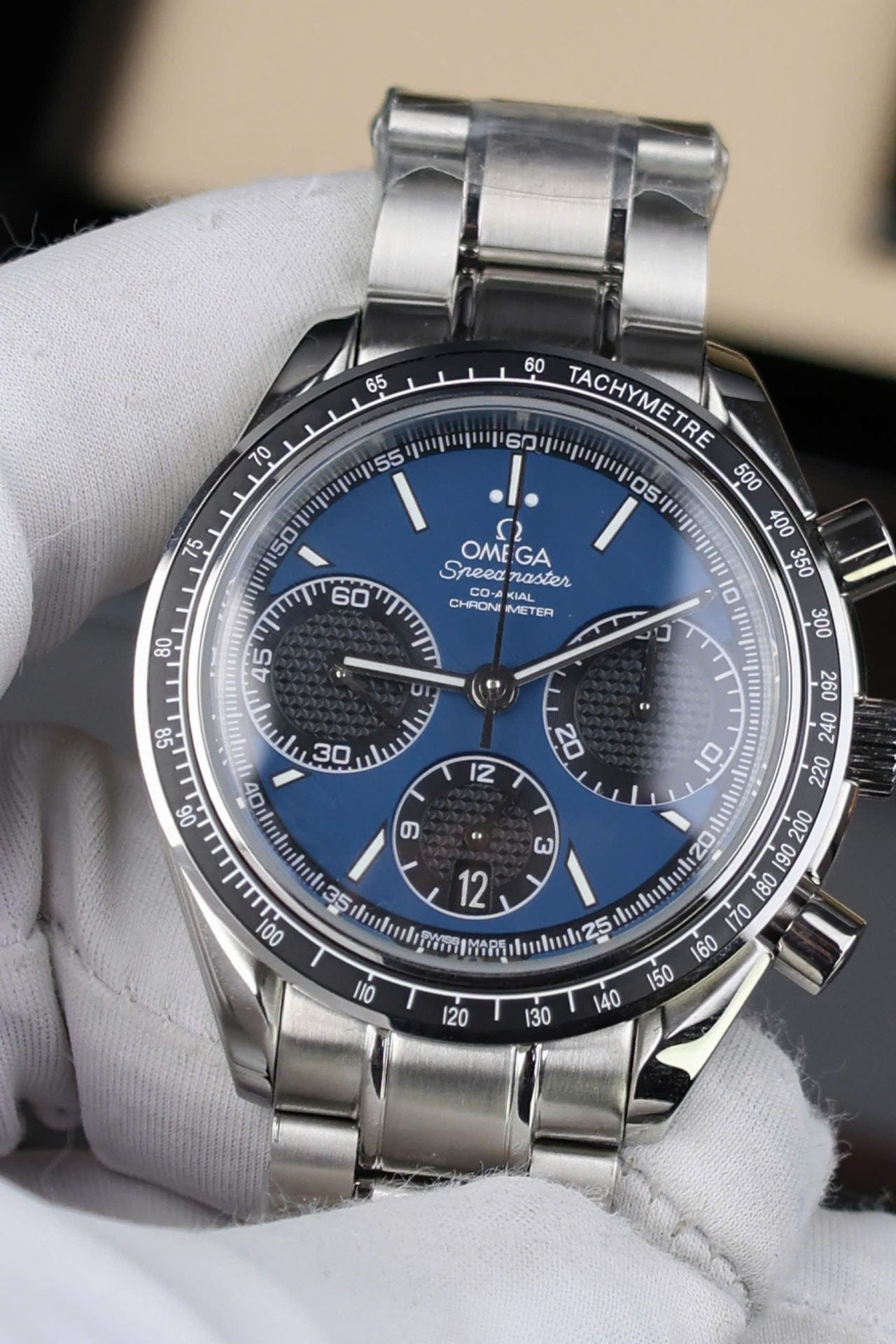 Omega Speedmaster Watch Racing Chronograph Dial Blue 40mm - Image 5