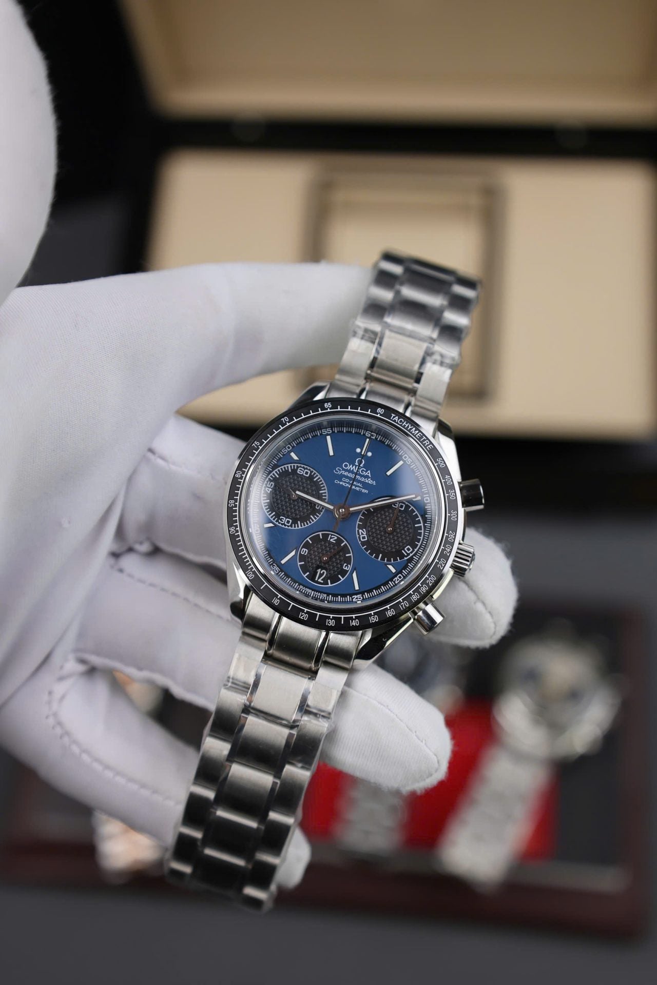 Omega Speedmaster Watch Racing Chronograph Dial Blue 40mm - Image 4