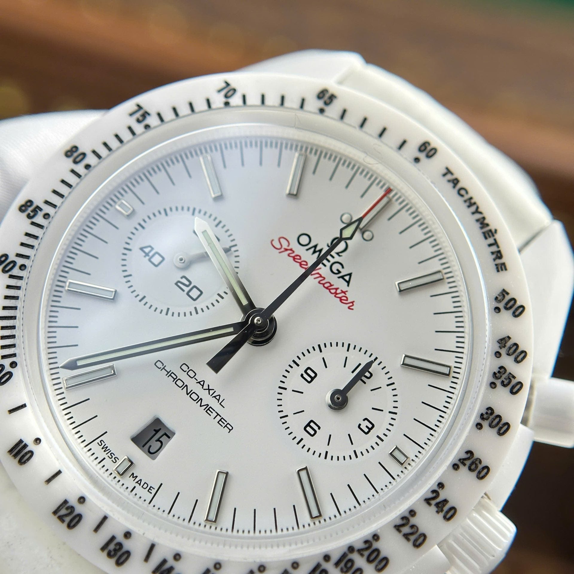 Omega Speedmaster White Side of The Moon White Ceramic Watch 44mm - Image 6