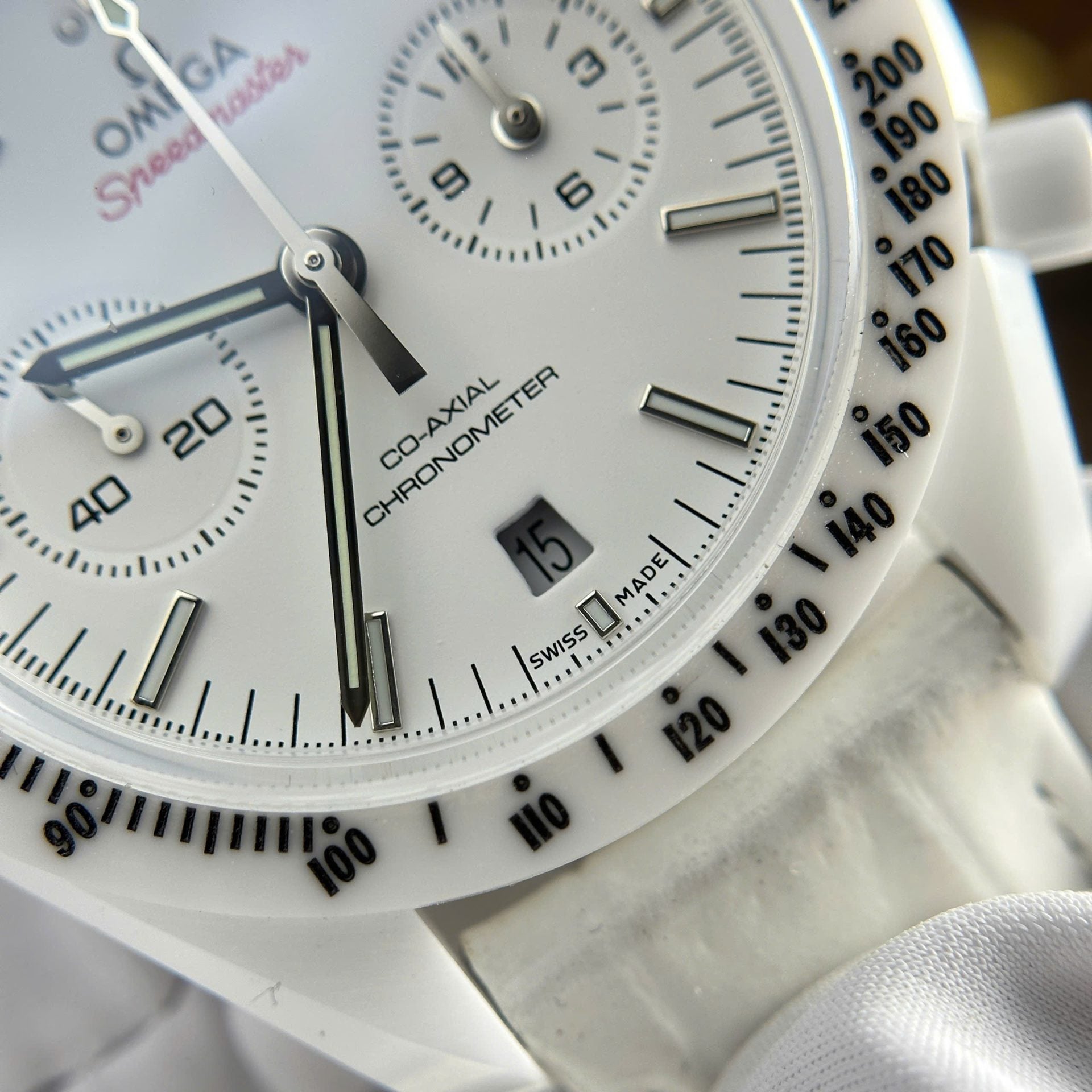 Omega Speedmaster White Side of The Moon White Ceramic Watch 44mm - Image 8