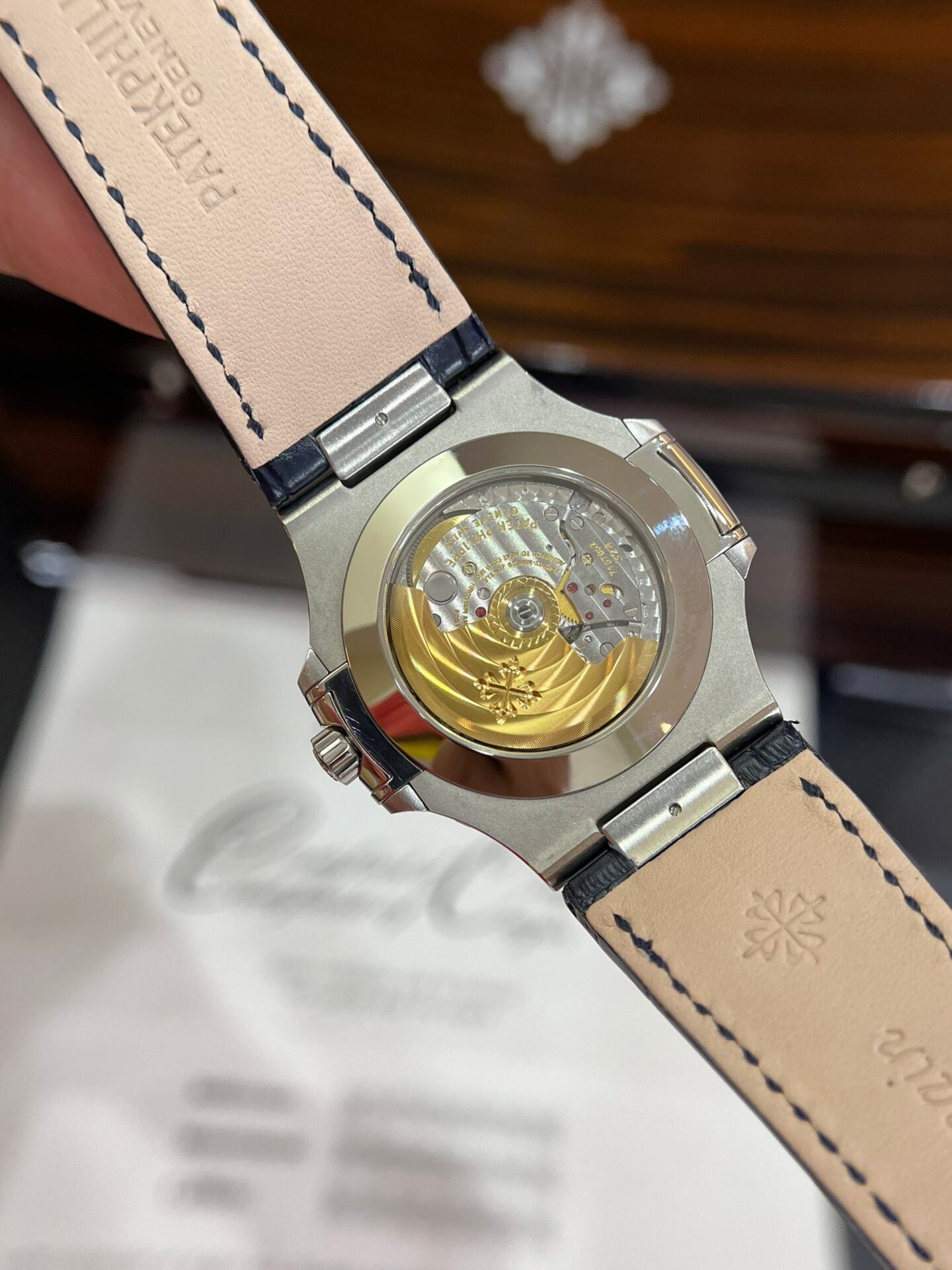 Patek Philippe Nautilus 5726G Watch Blue Leather Strap 40.5mm - Image 5