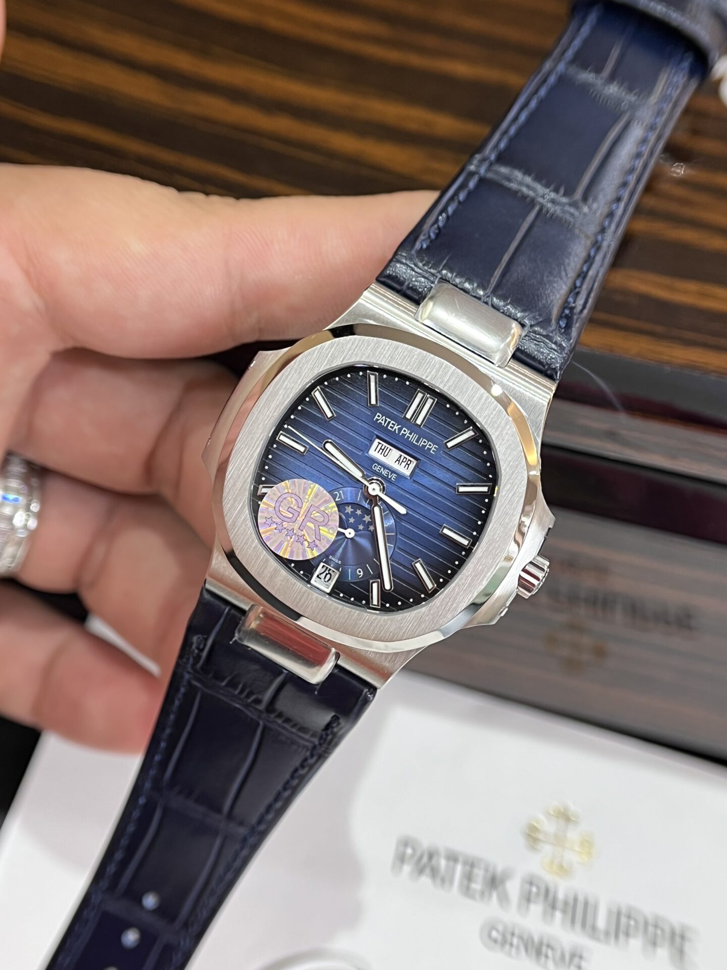 Patek Philippe Nautilus 5726G Watch Blue Leather Strap 40.5mm