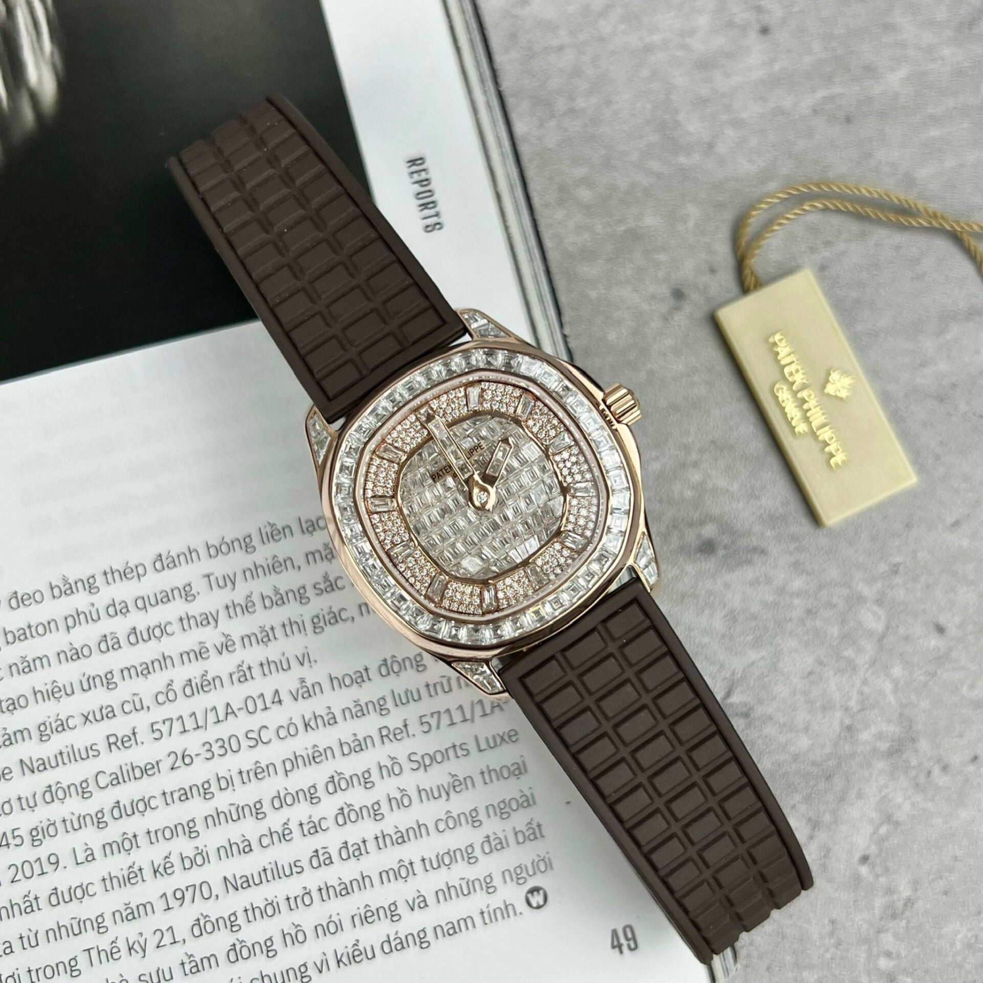 Patek Philippe Aquanaut 5062 Watch Gold Wrapped Moissanite 35.6mm