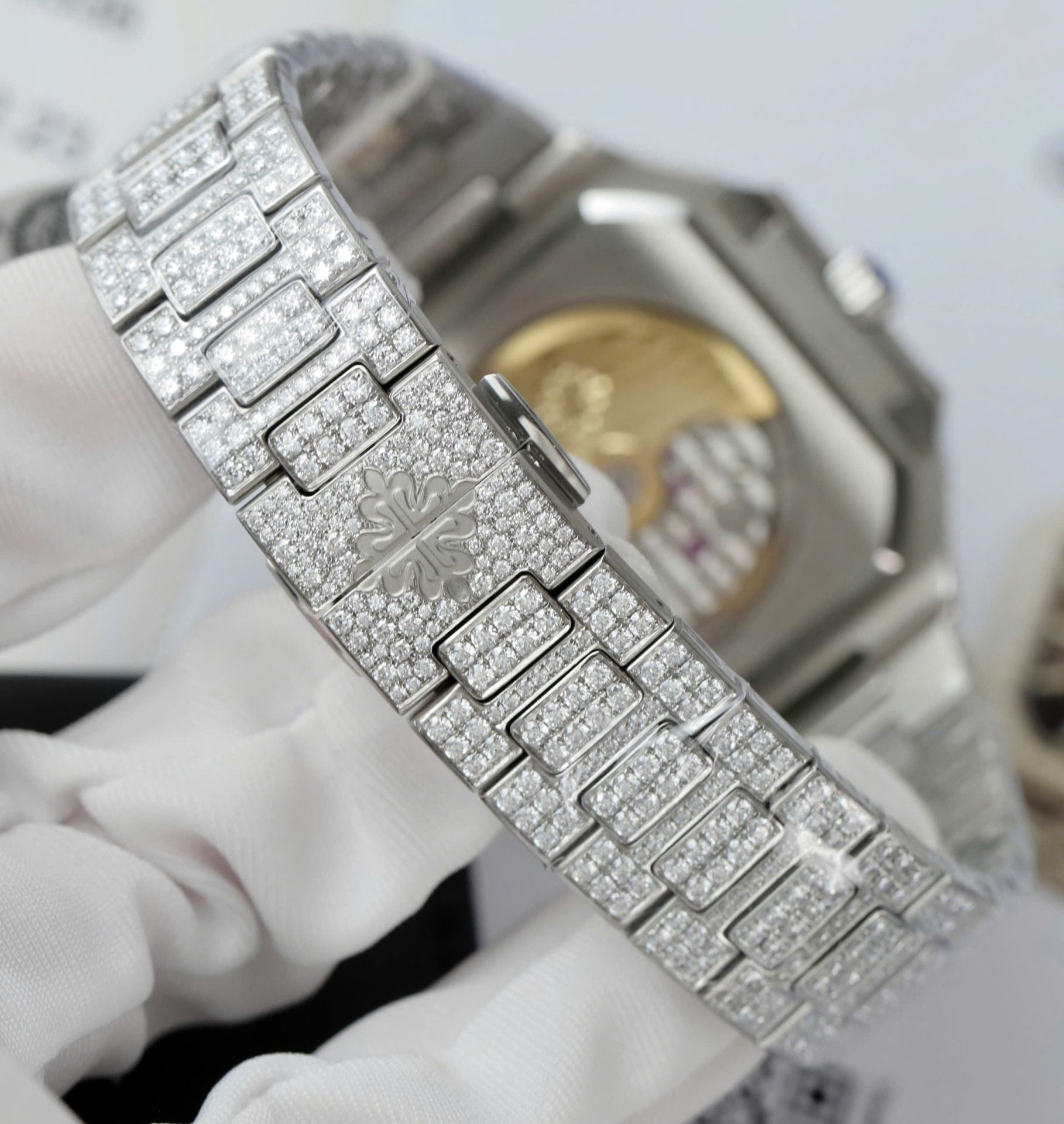 Patek Philippe Cubitus 5821 Dial Brown Watch Full Diamonds Moissanite 45mm - Image 10