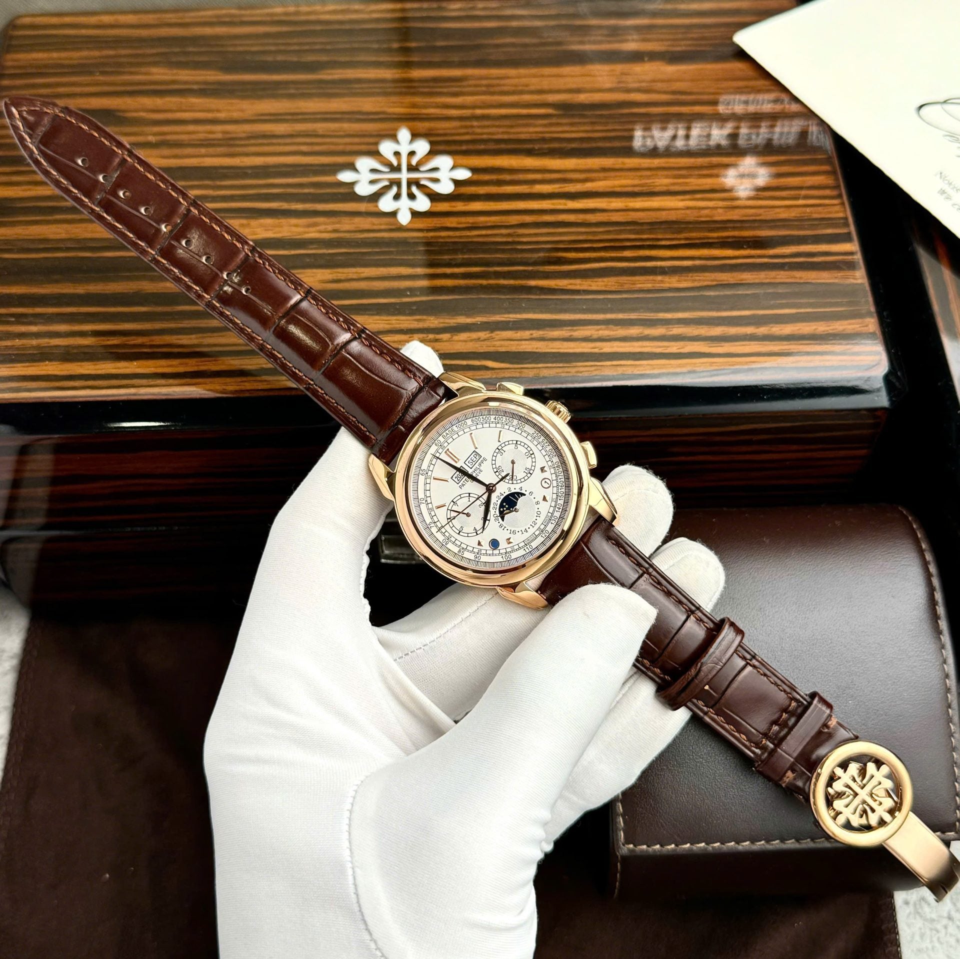 Patek Philippe Grand Complications 5270 Watch White Dial Leather Strap 41mm