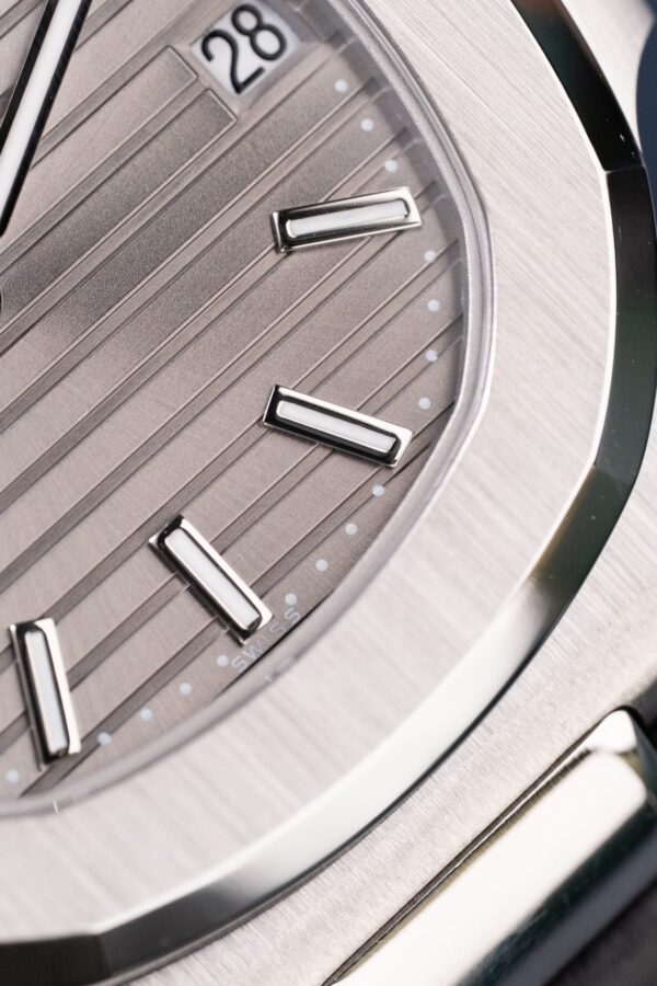 Patek Philippe Nautilus 5711 Watch Gray Dial Leather Strap 40mm - Image 7