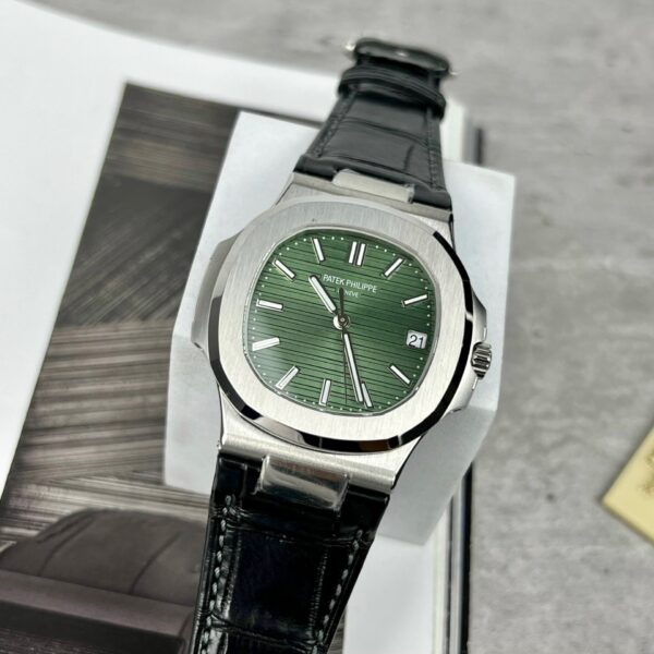 Patek Philippe Nautilus 5711 Watch Leather Strap Green Dial 40mm - Image 3