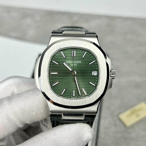 Patek Philippe Nautilus 5711 Watch Leather Strap Green Dial 40mm - Image 2