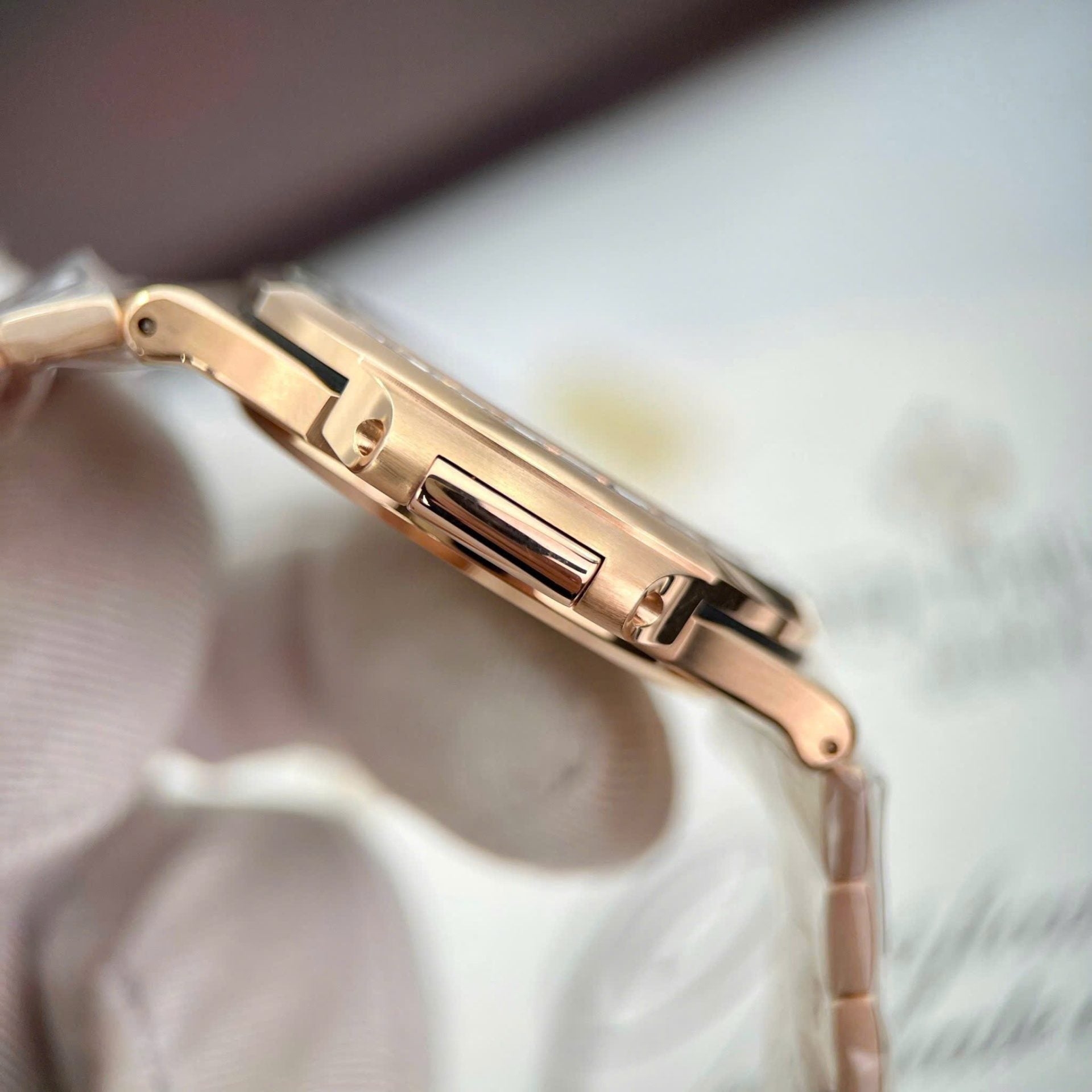 Patek Philippe Nautilus 5723 Brown Dial Watch 18K Gold Wrapped + Moissanite Diamonds Baguette 40mm - Image 8