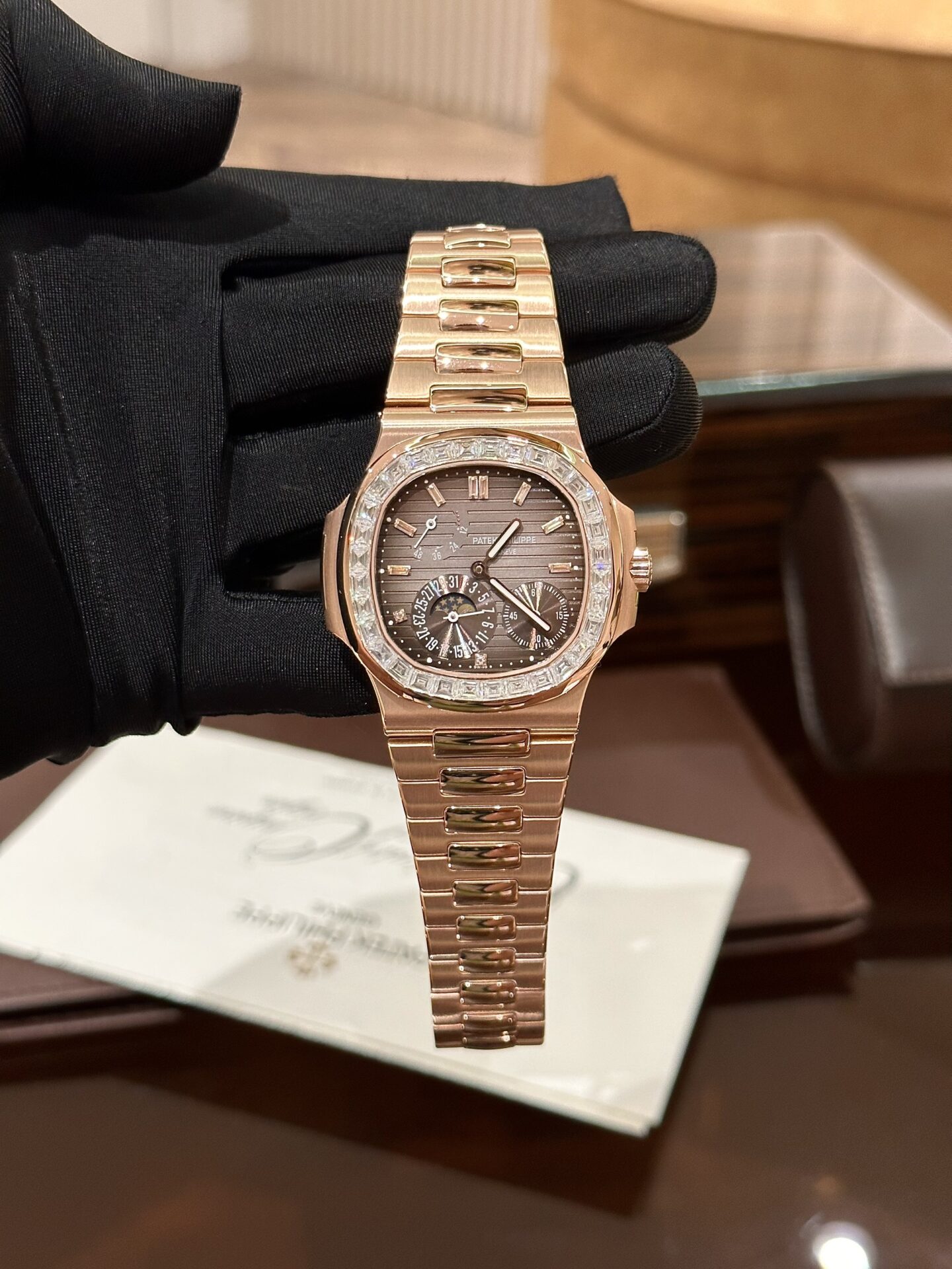Patek Philippe Nautilus 5724 Watch Gold Wrapped Diamond Moissanite 40mm - Image 6